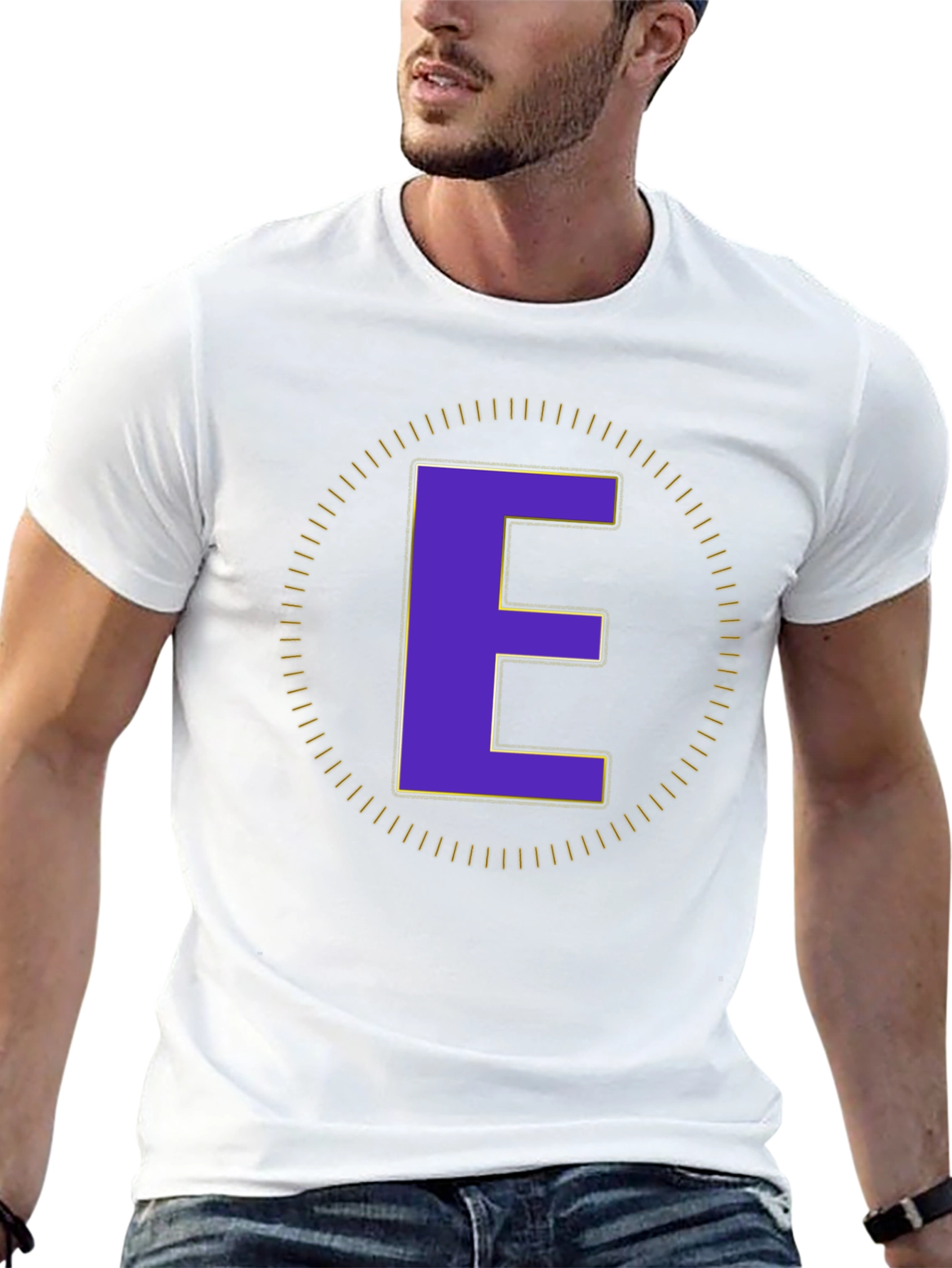 Letter E Graphic Tee - Black Unisex T-Shirt