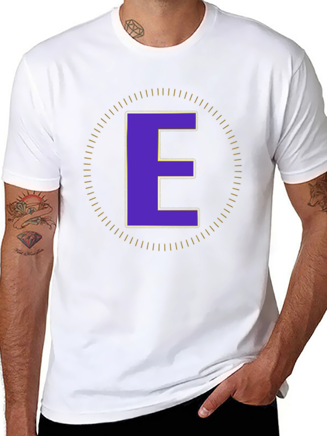 Letter E Graphic Tee - Black Unisex T-Shirt