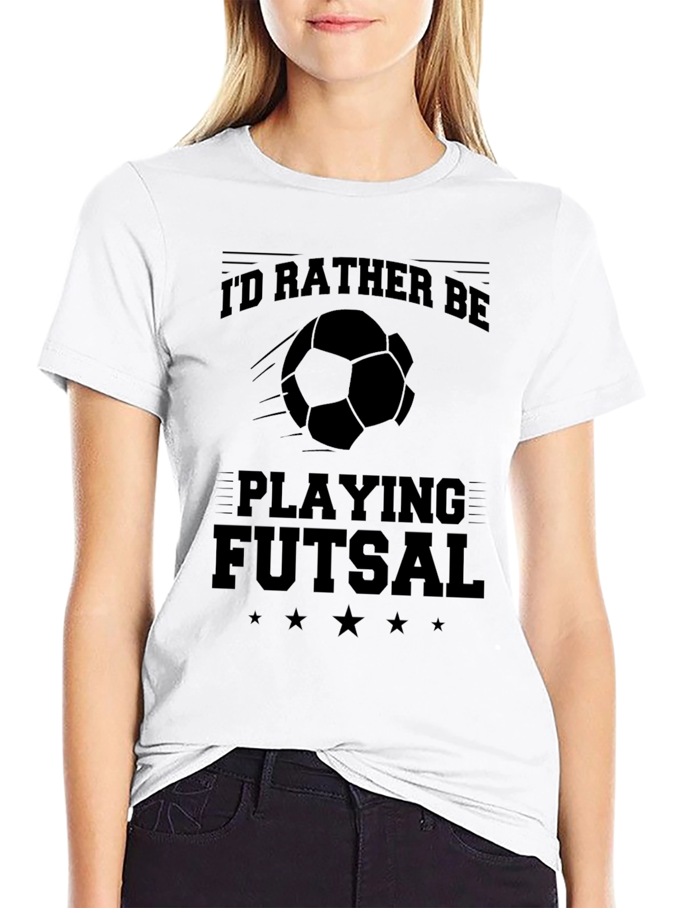 Id Rather Be Playing Futsal Black T-Shirt