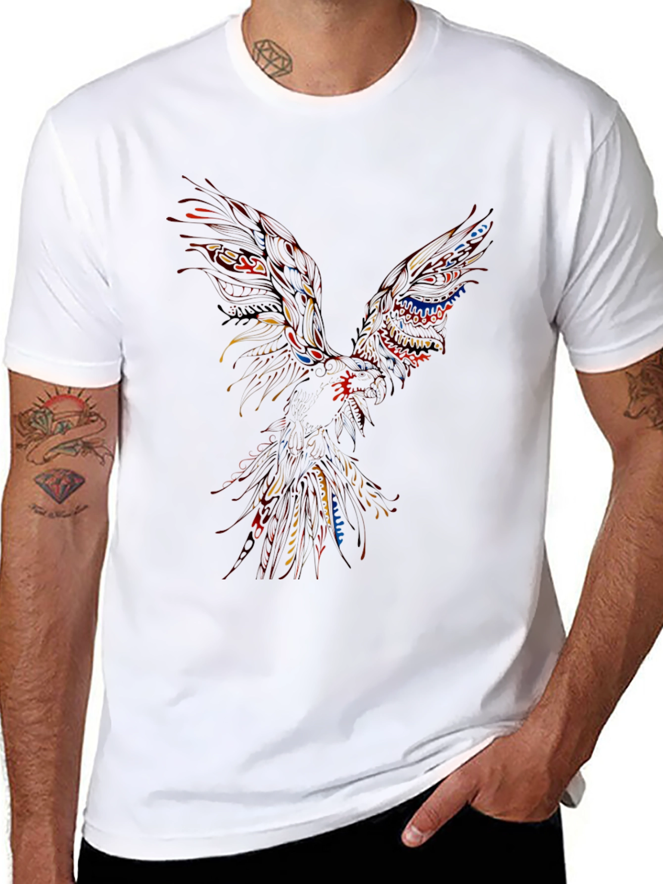 Abstract Phoenix Graphic Black T-Shirt