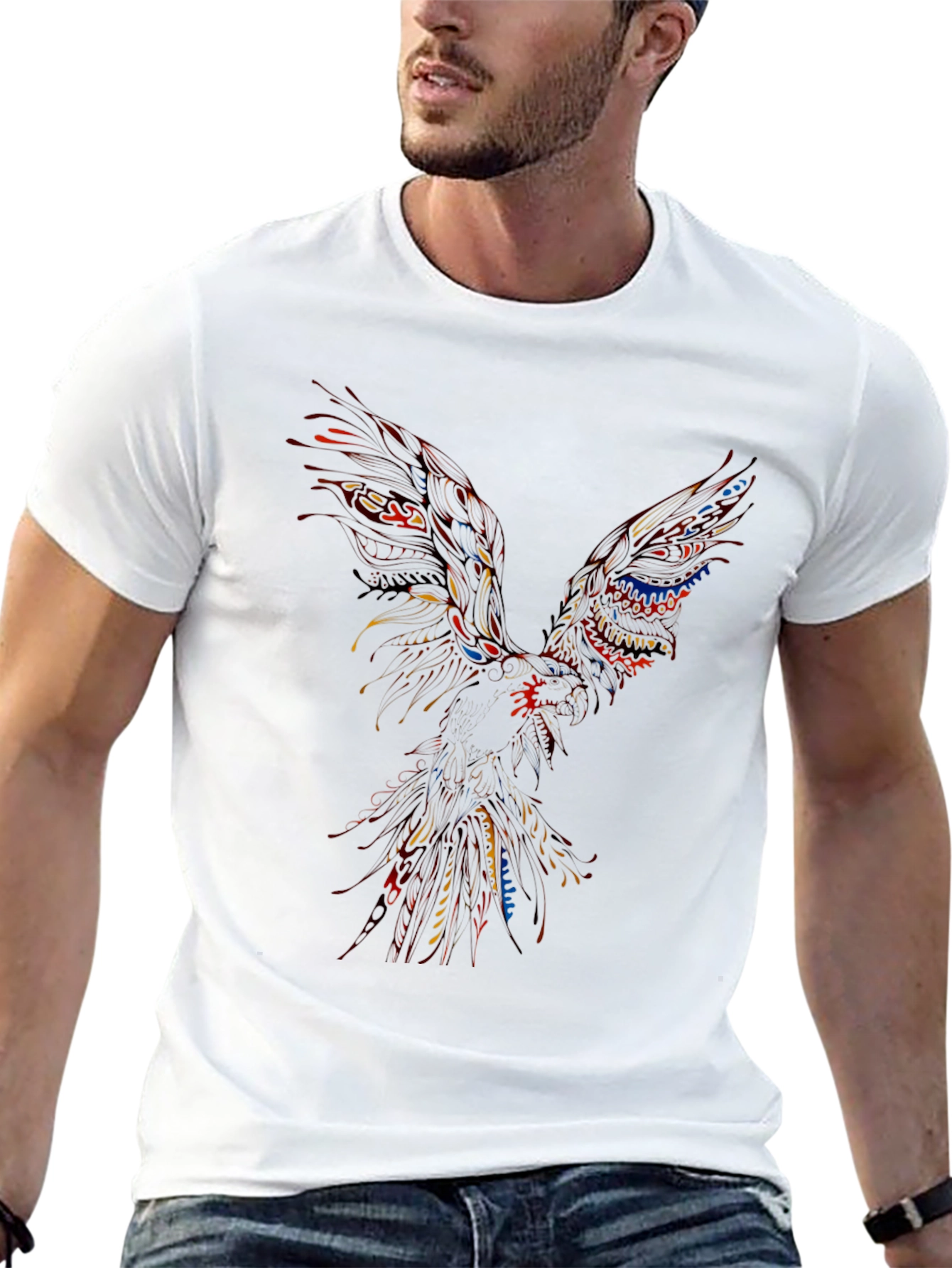 Abstract Phoenix Graphic Black T-Shirt
