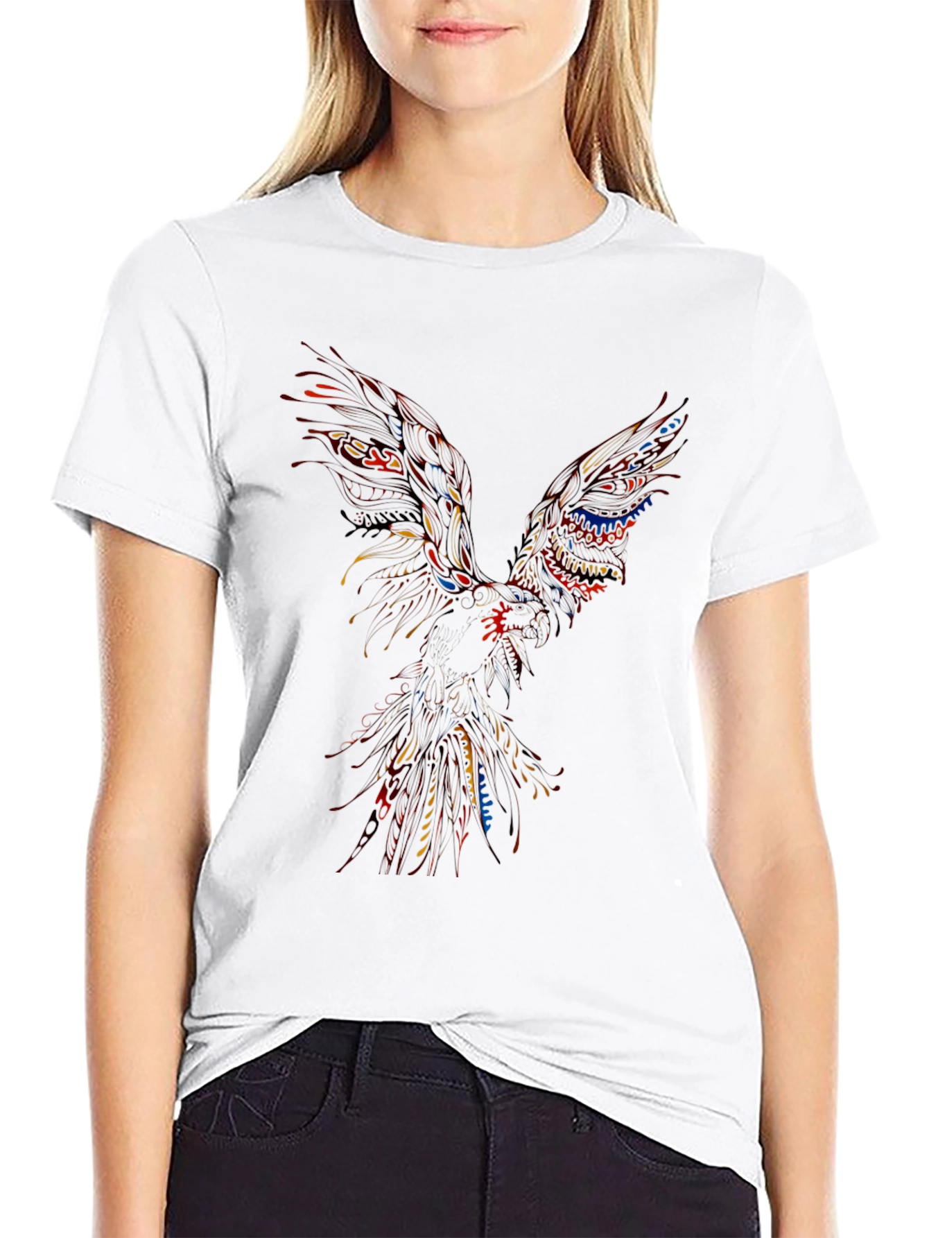 Abstract Phoenix Graphic Black T-Shirt
