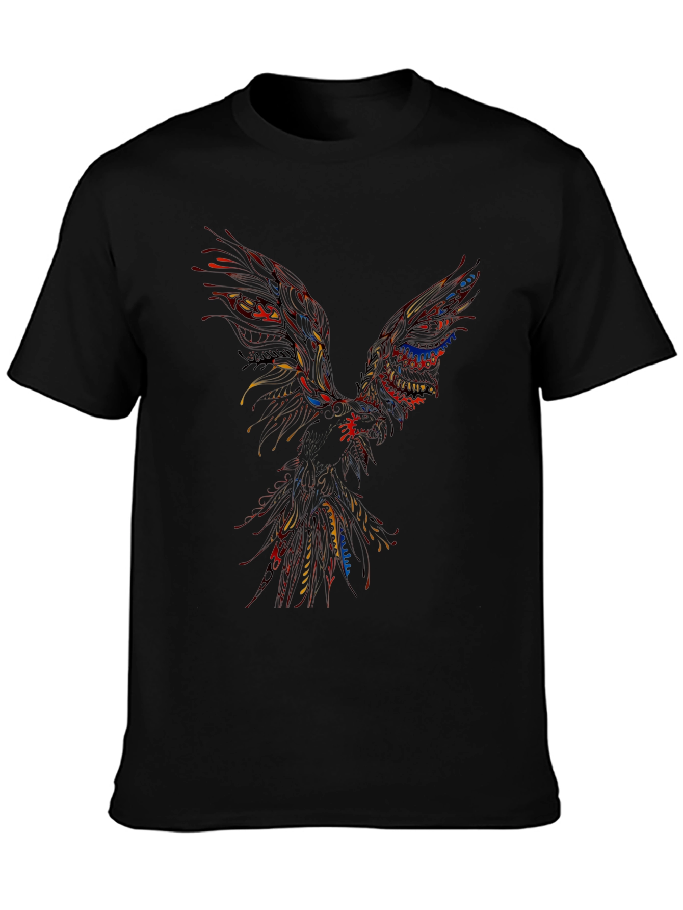 Abstract Phoenix Graphic Black T-Shirt