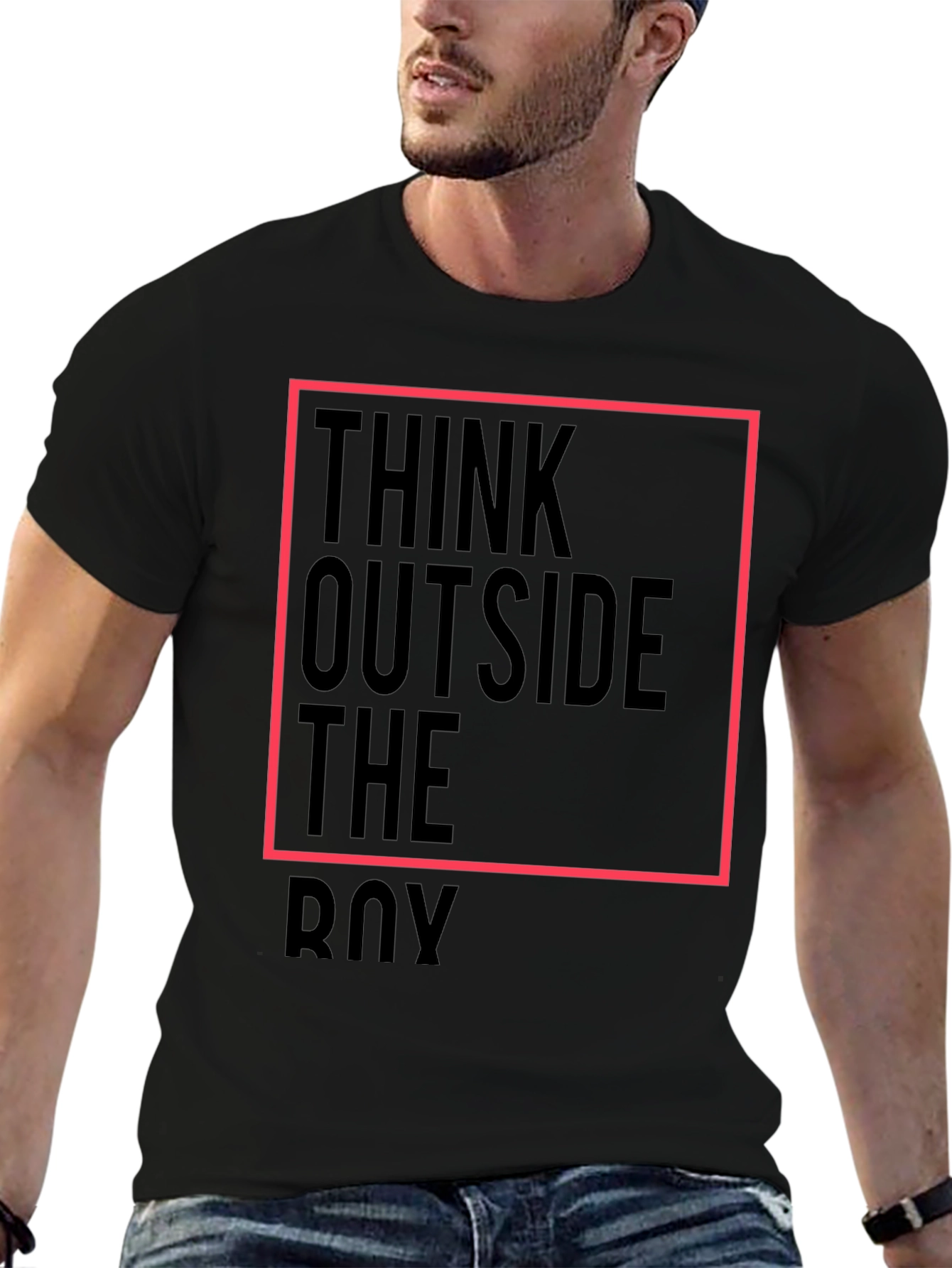 Think Outside the Box Mens Black Graphic Tee