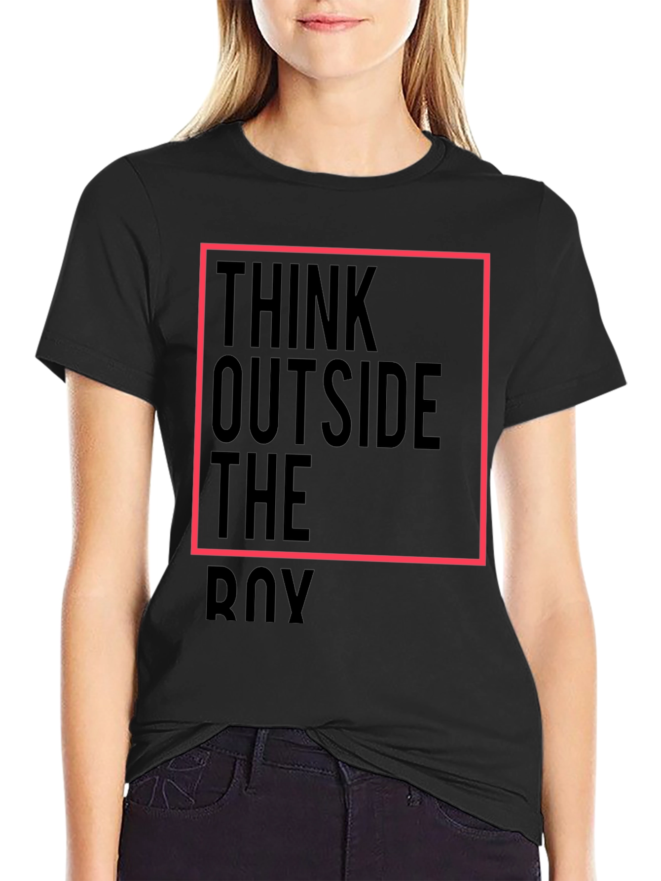 Think Outside the Box Mens Black Graphic Tee
