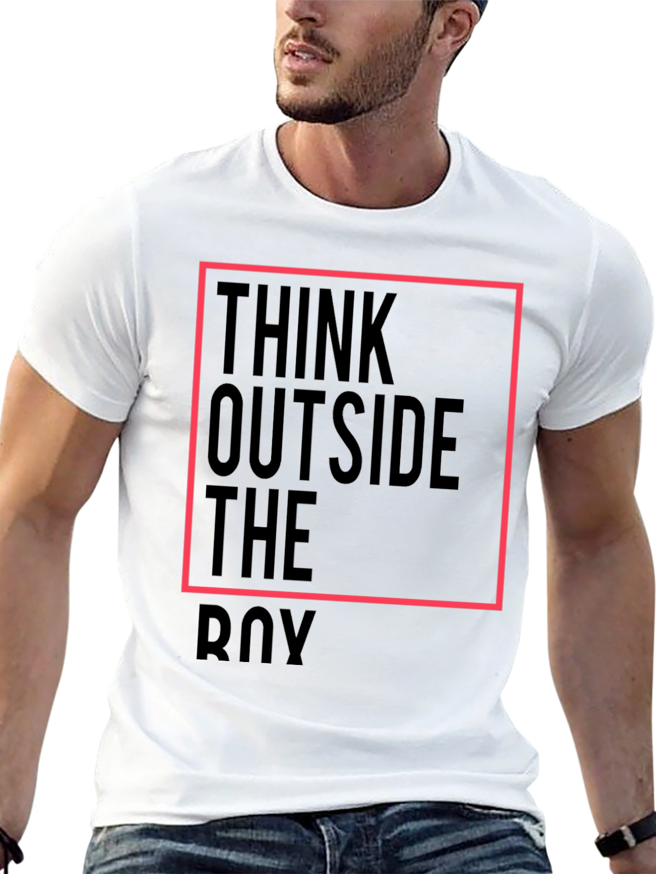 Think Outside the Box Mens Black Graphic Tee