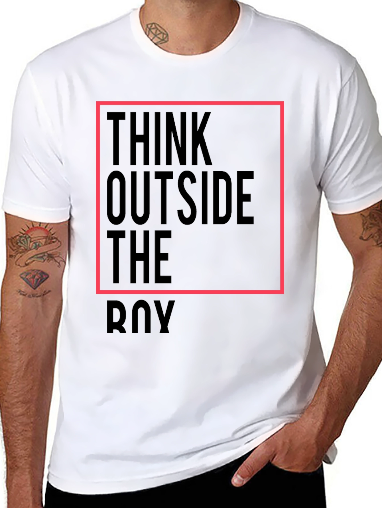 Think Outside the Box Mens Black Graphic Tee