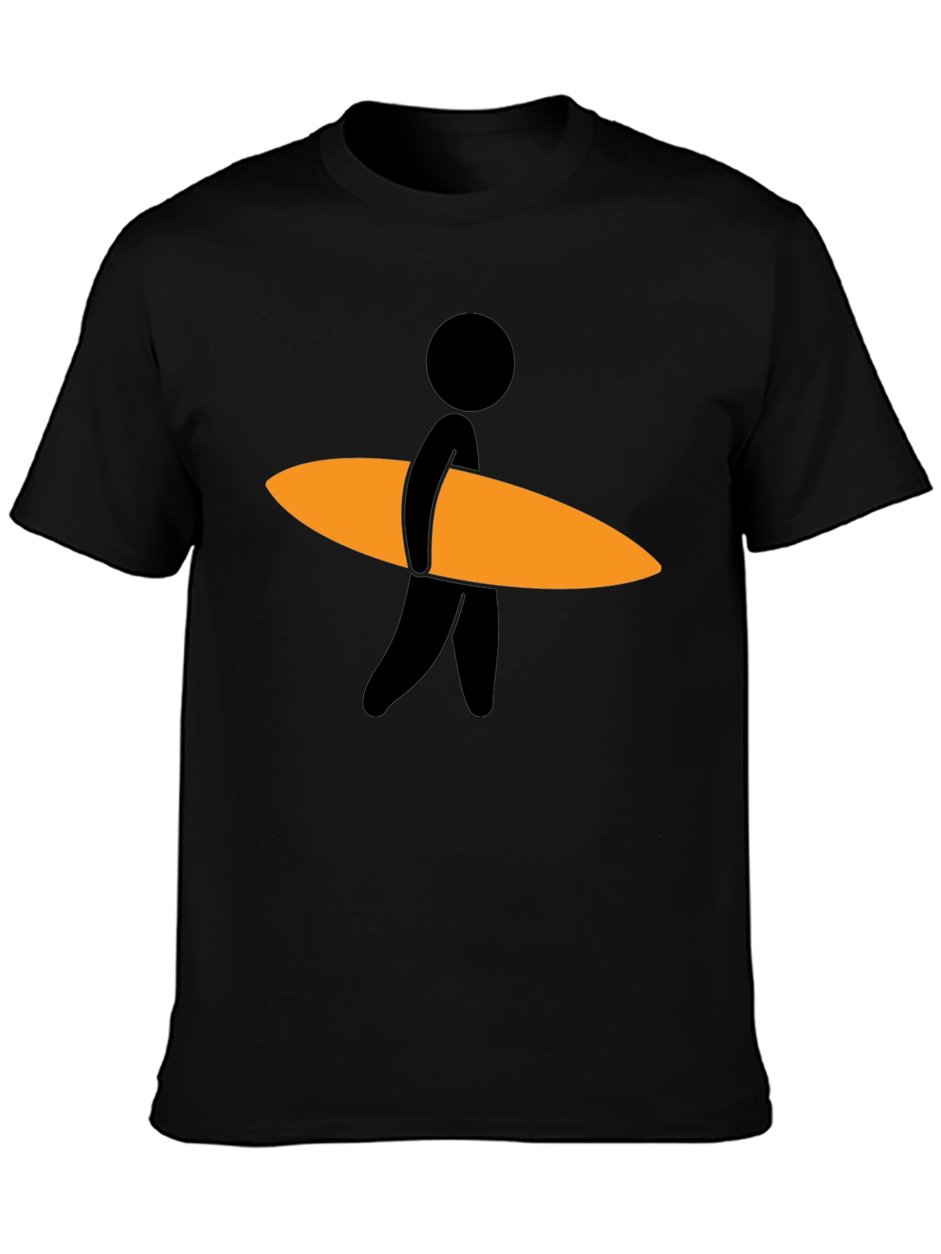 Surfer Dude Graphic Tee - Black Cotton Blend T-Shirt