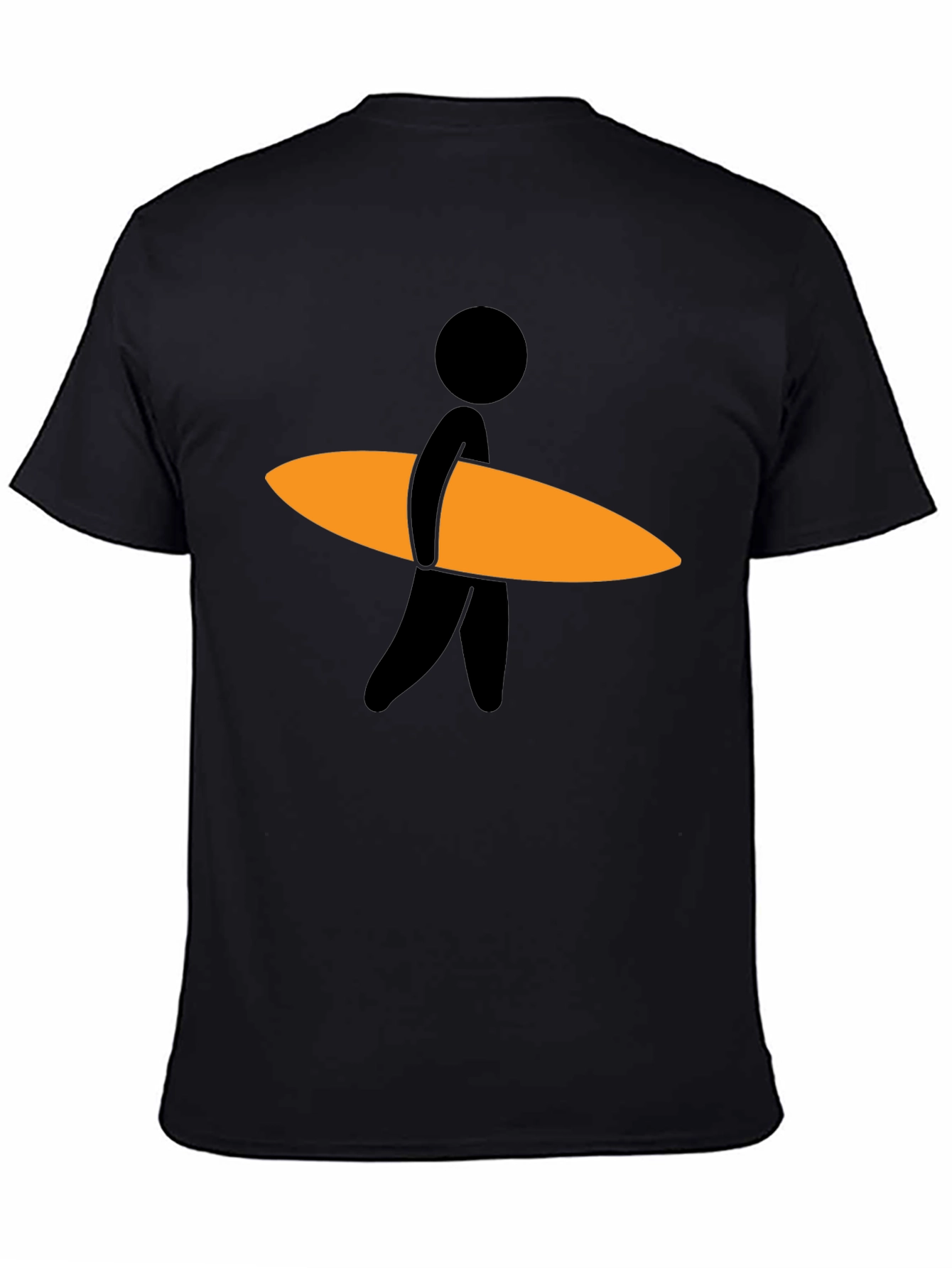 Surfer Dude Graphic Tee - Black Cotton Blend T-Shirt
