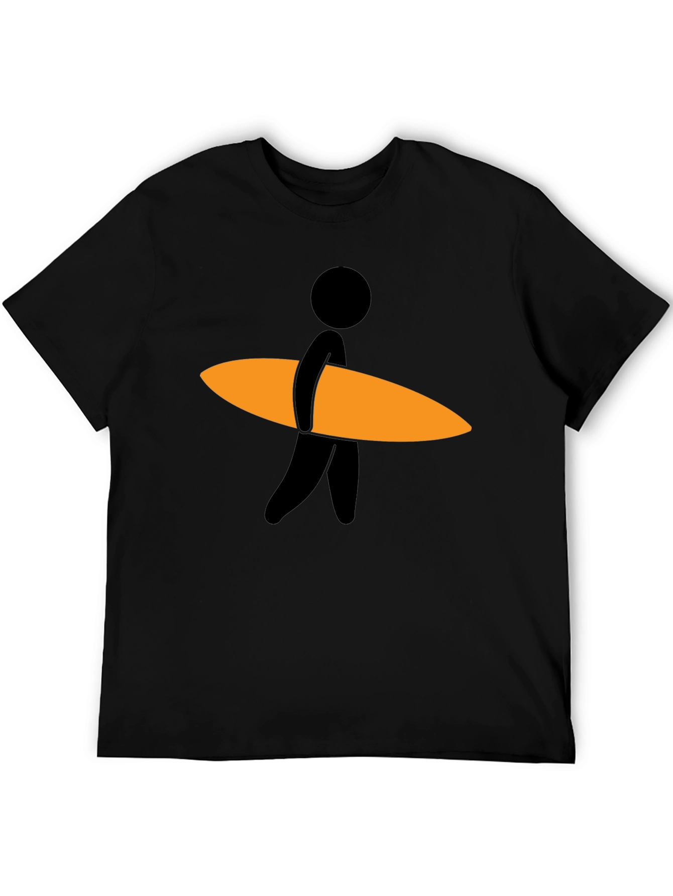Surfer Dude Graphic Tee - Black Cotton Blend T-Shirt