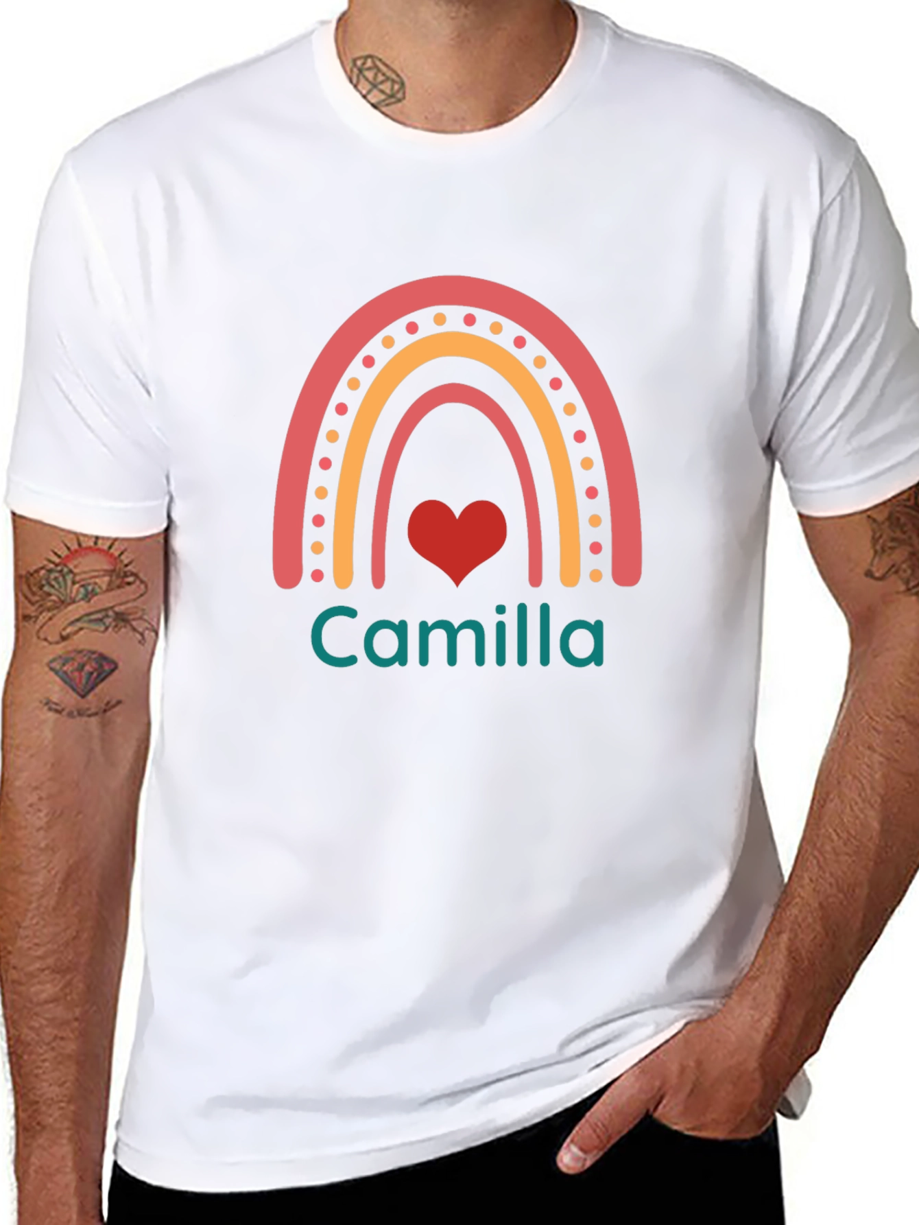 Camilla Rainbow Heart Personalized T-Shirt