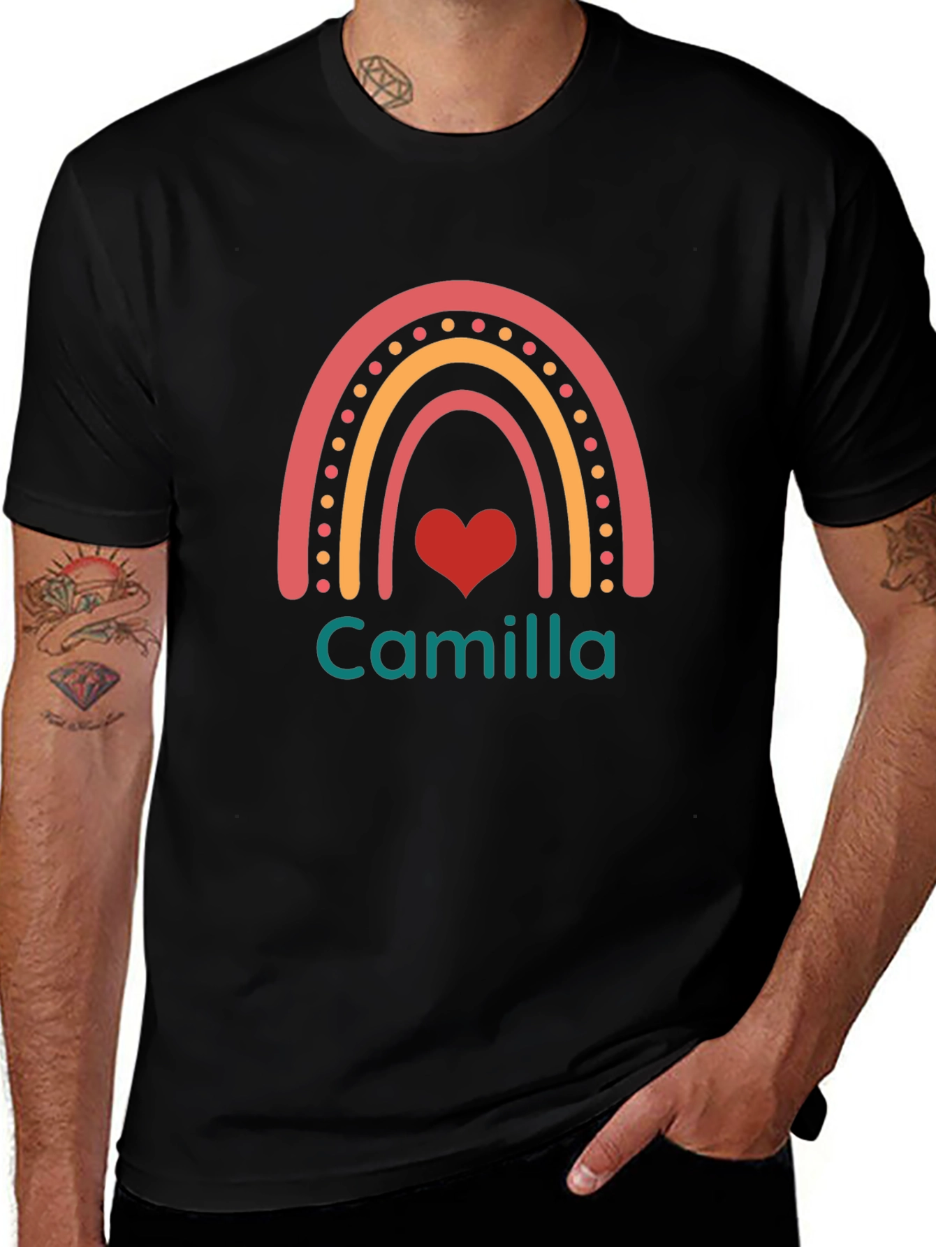 Camilla Rainbow Heart Personalized T-Shirt