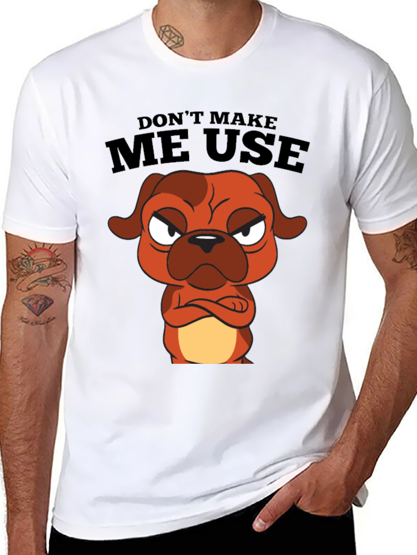 Dont Make Me Use Cartoon Dog Black T-Shirt