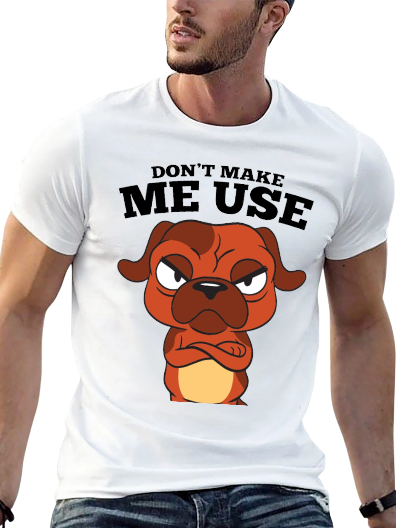 Dont Make Me Use Cartoon Dog Black T-Shirt