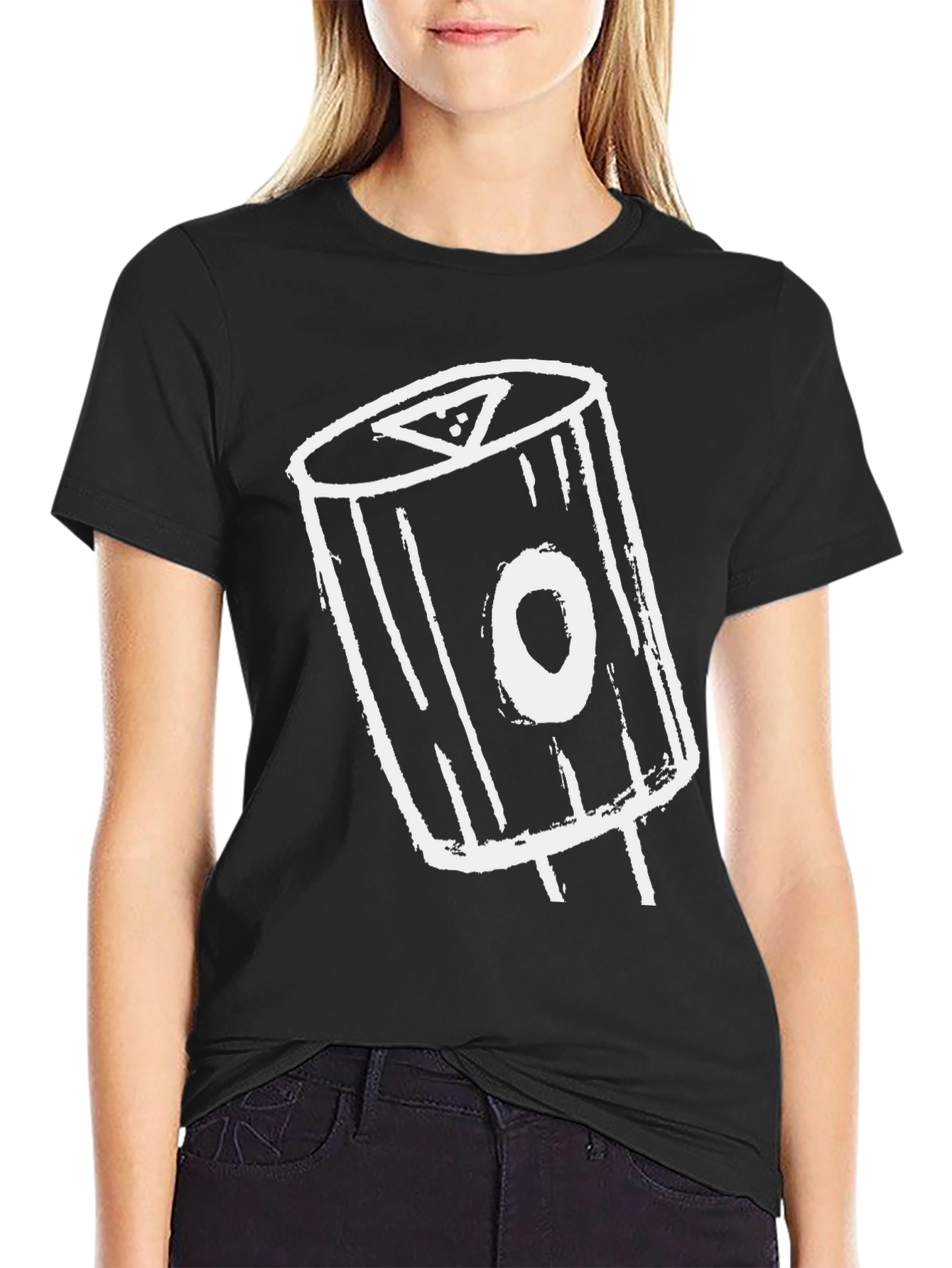 Black T-Shirt with Abstract White Graphic