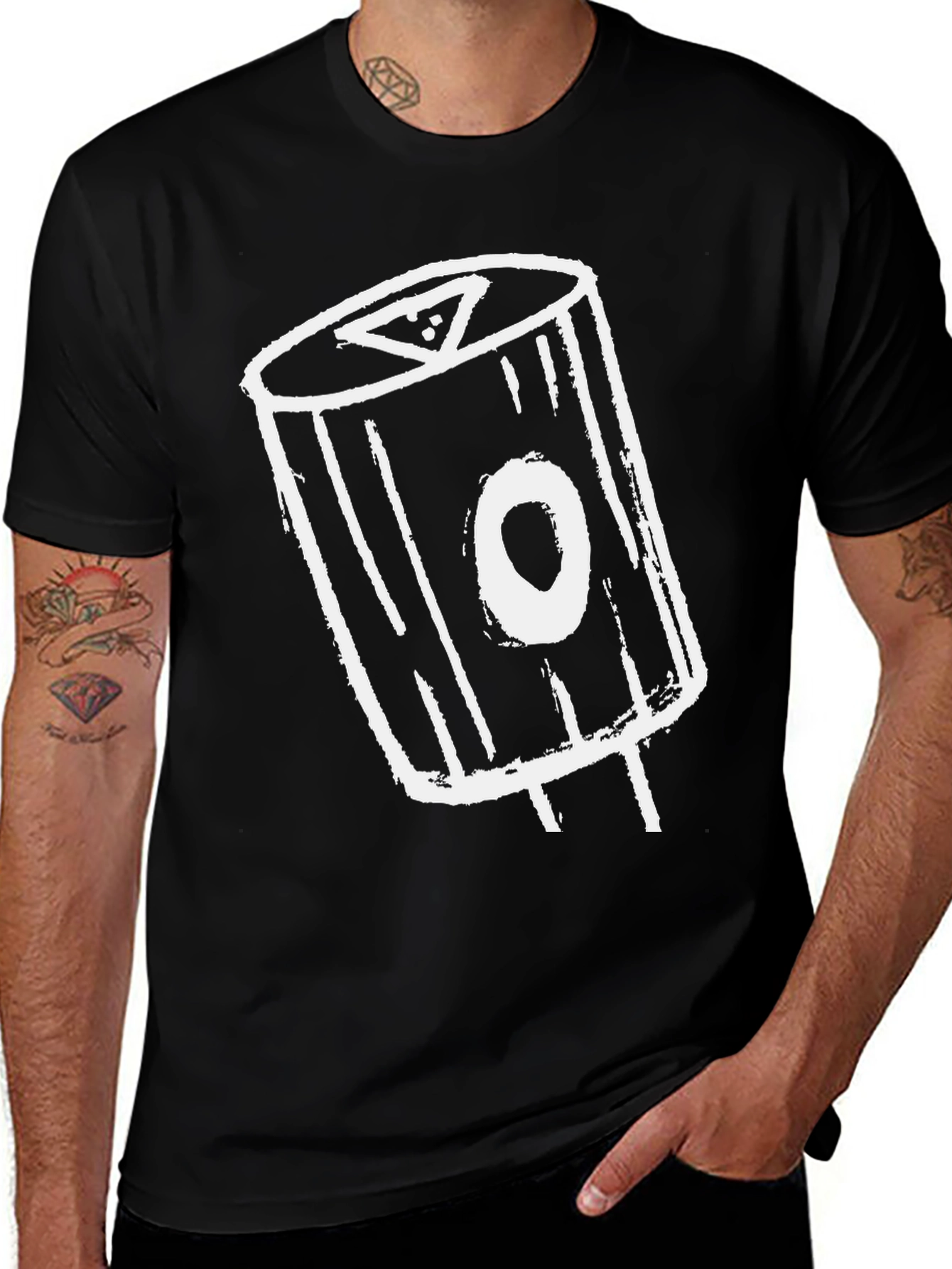 Black T-Shirt with Abstract White Graphic