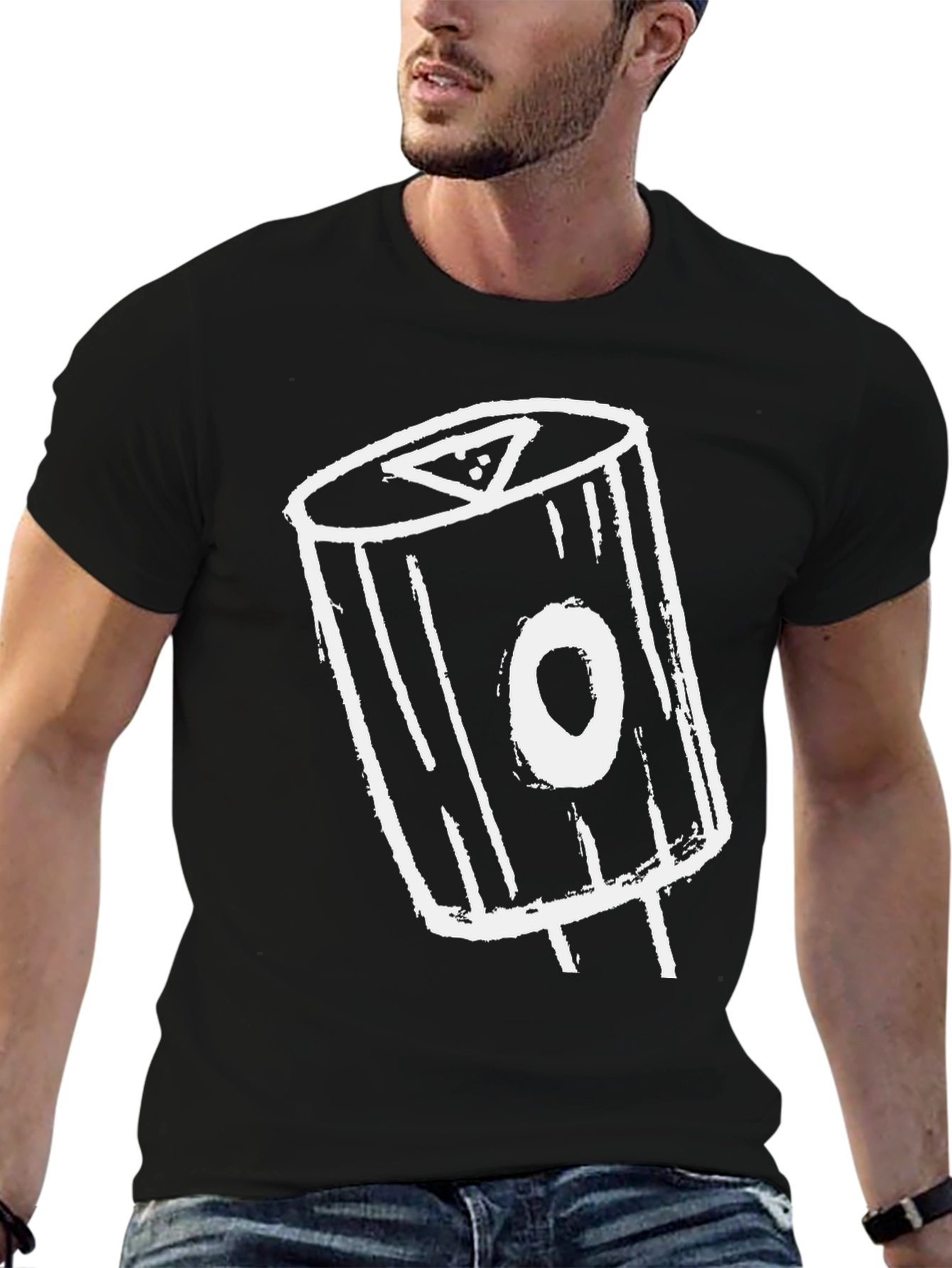 Black T-Shirt with Abstract White Graphic