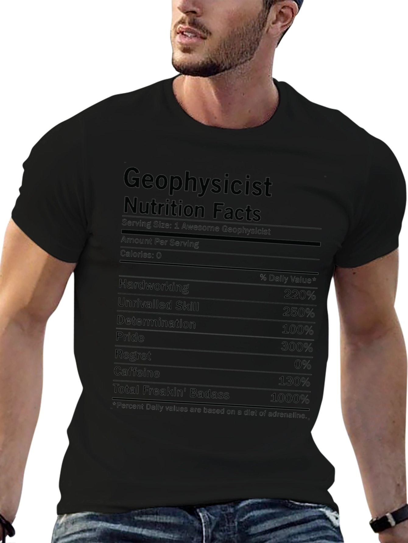 Geophysicist Nutrition Facts Funny Graphic T-Shirt