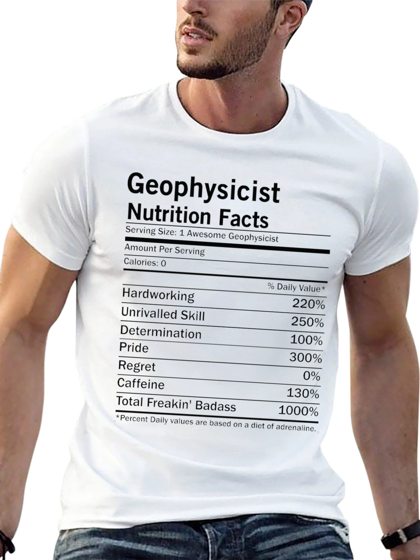 Geophysicist Nutrition Facts Funny Graphic T-Shirt