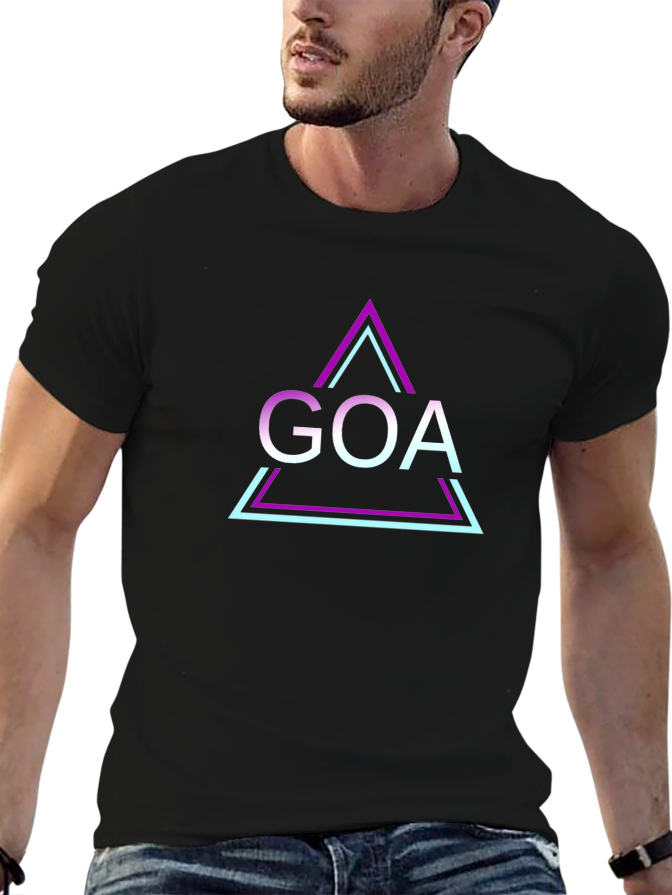 GOA Triangle Design Black T-Shirt