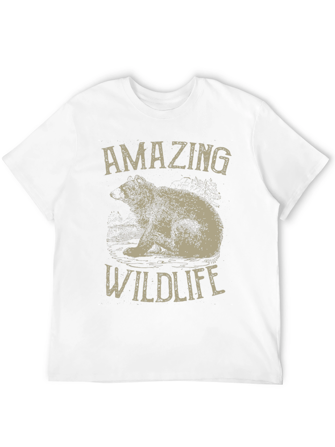 Amazing Wildlife Bear Graphic Tee - Black Cotton Shirt