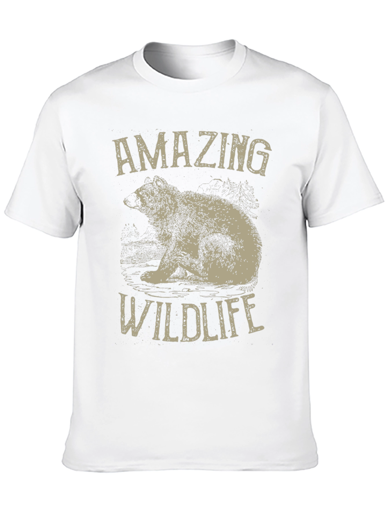 Amazing Wildlife Bear Graphic Tee - Black Cotton Shirt
