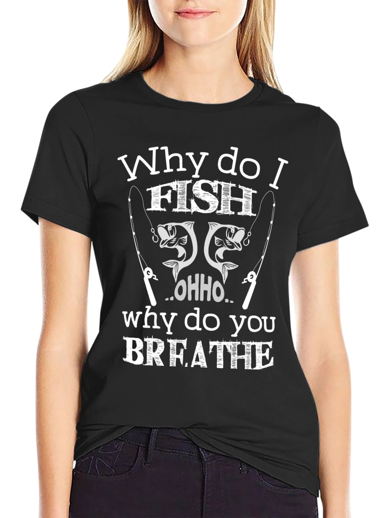 Why I Fish Black Cotton Graphic T-Shirt