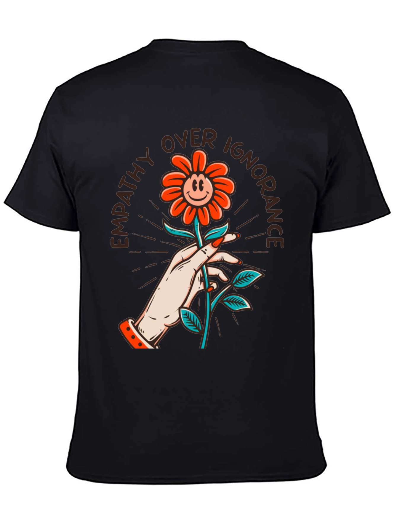Empathy Over Ignorance Flower Graphic Tee - Black