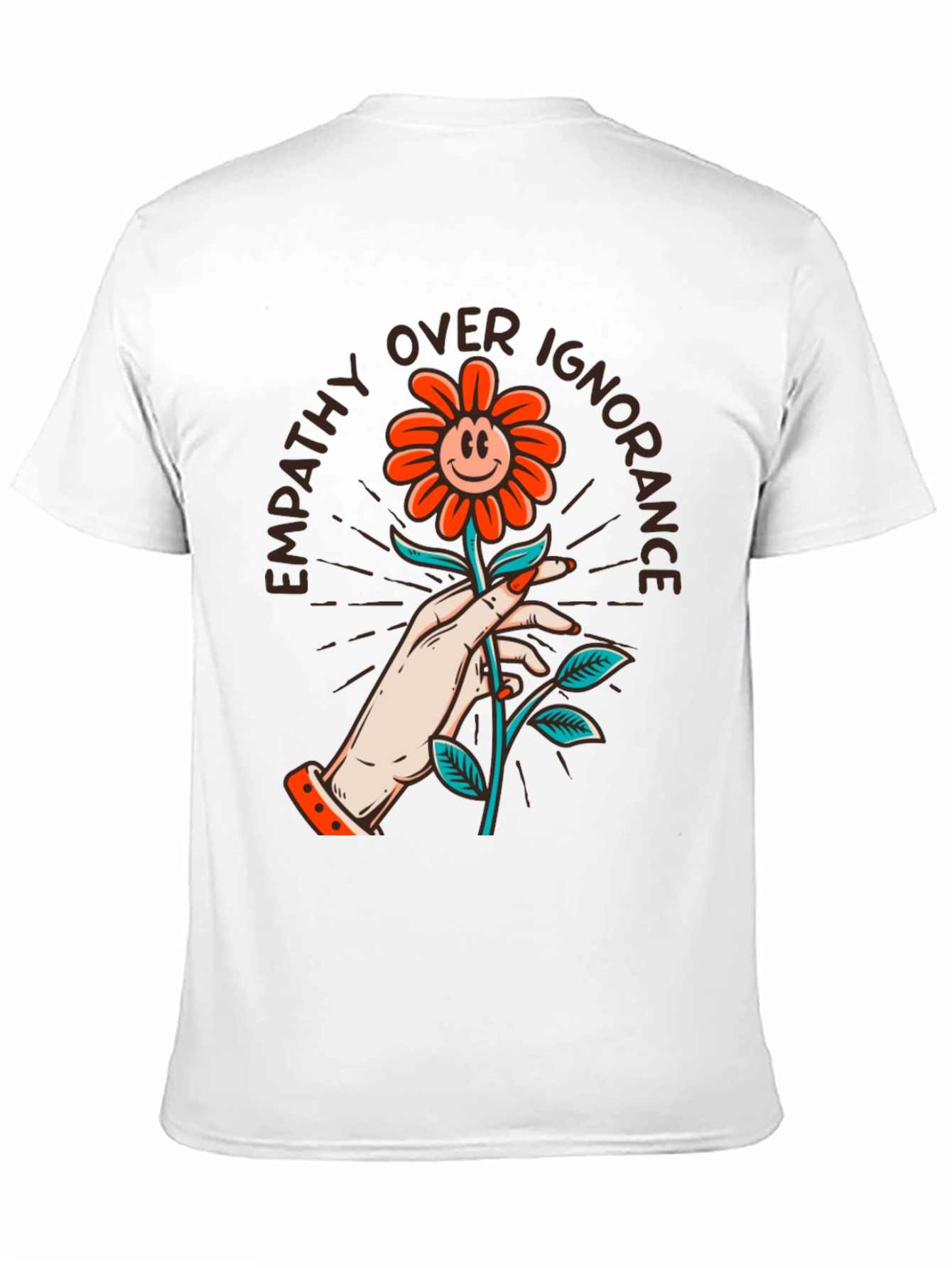 Empathy Over Ignorance Flower Graphic Tee - Black