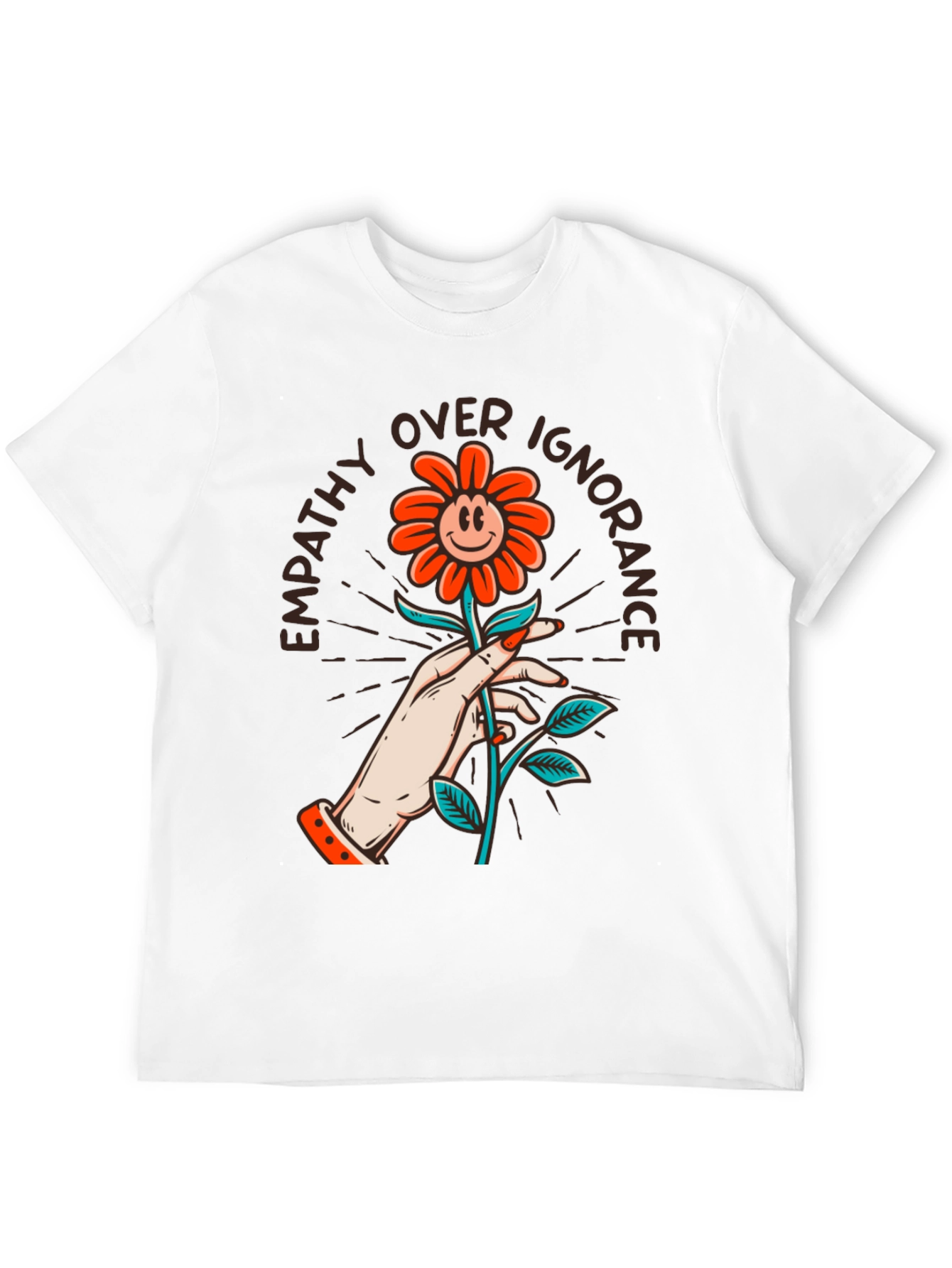 Empathy Over Ignorance Flower Graphic Tee - Black