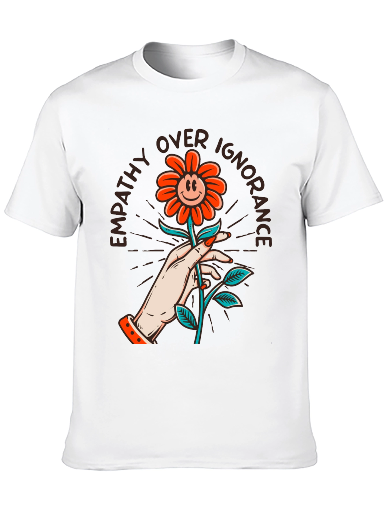 Empathy Over Ignorance Flower Graphic Tee - Black