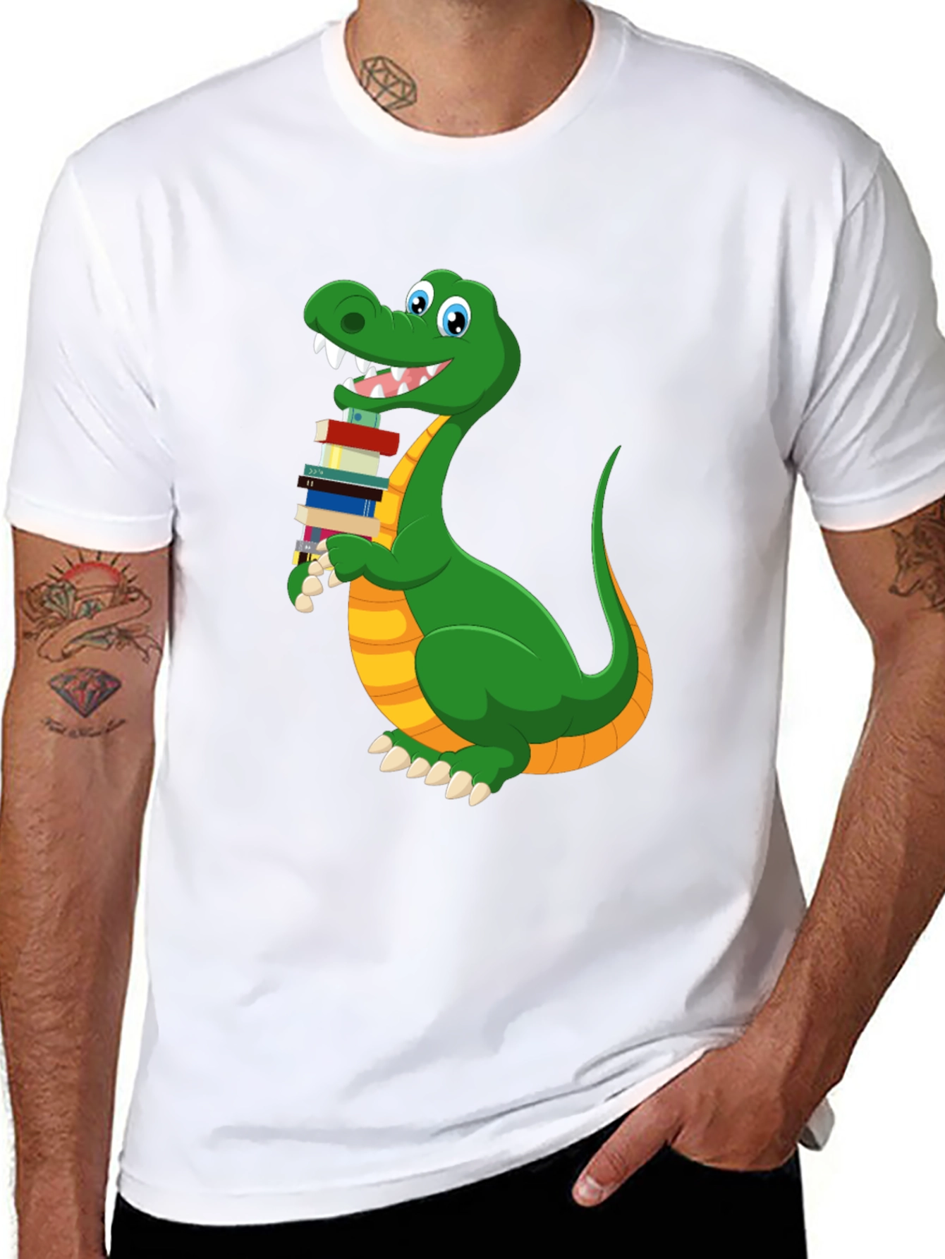 Bookworm Dinosaur T-Shirt - Cute Graphic Tee