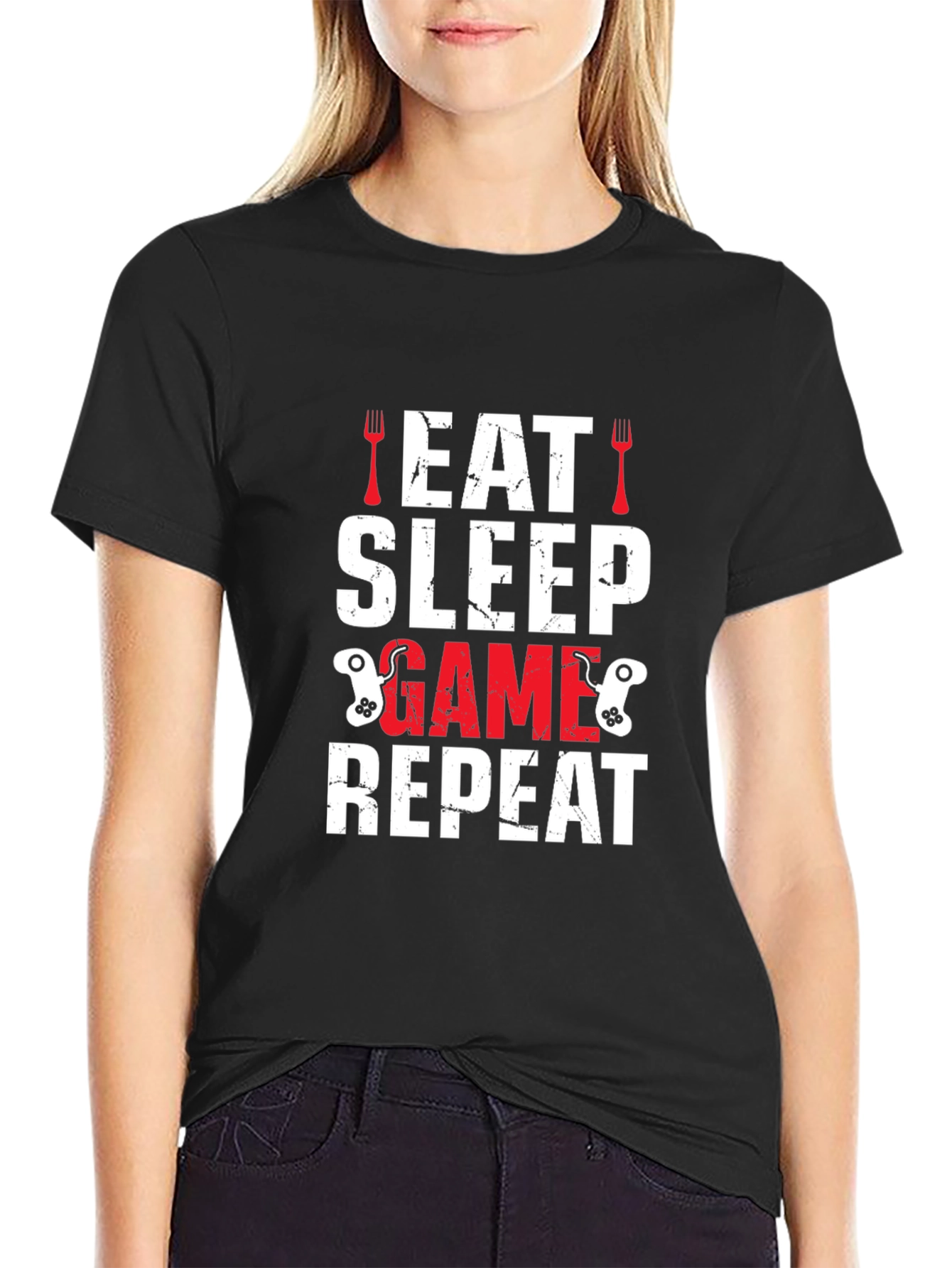 Eat Sleep Game Repeat Graphic T-Shirt