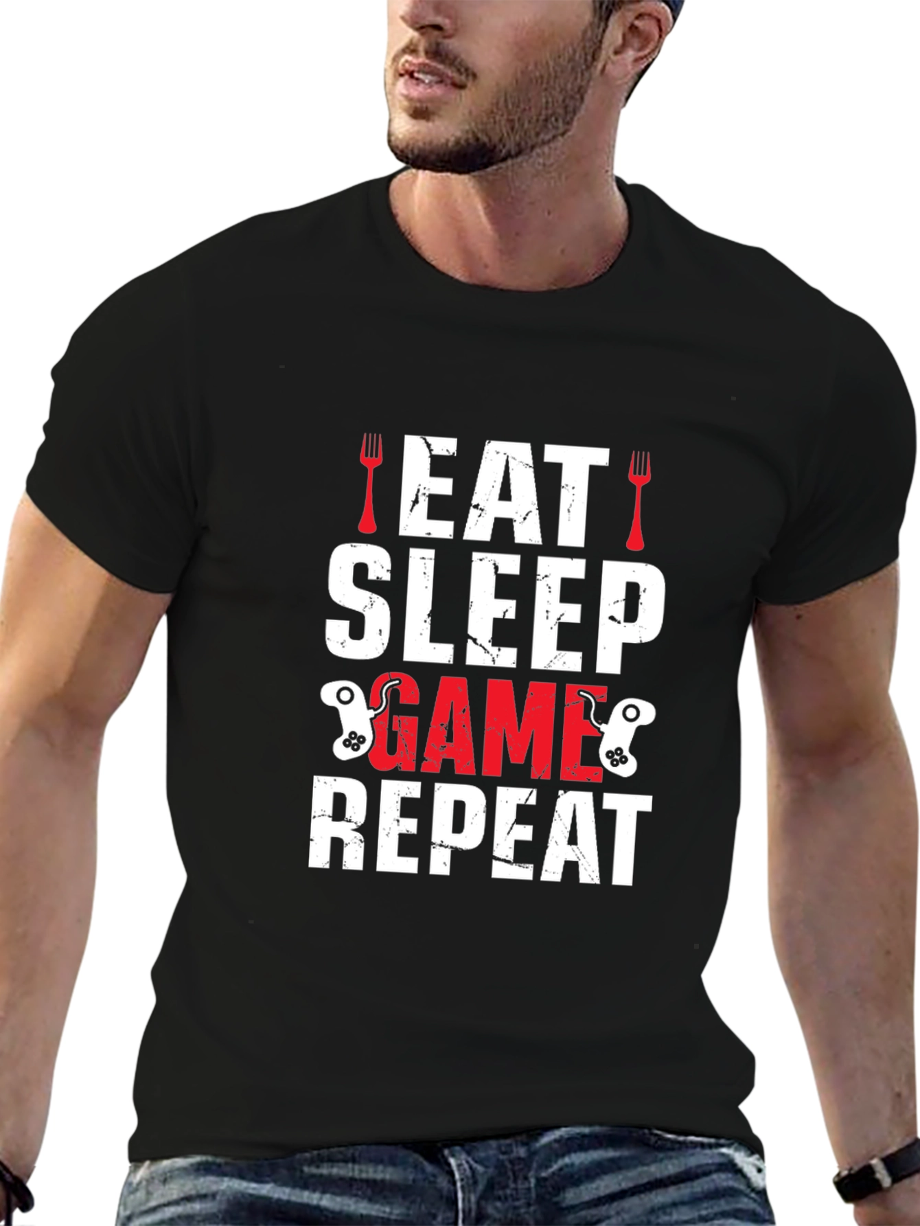 Eat Sleep Game Repeat Graphic T-Shirt
