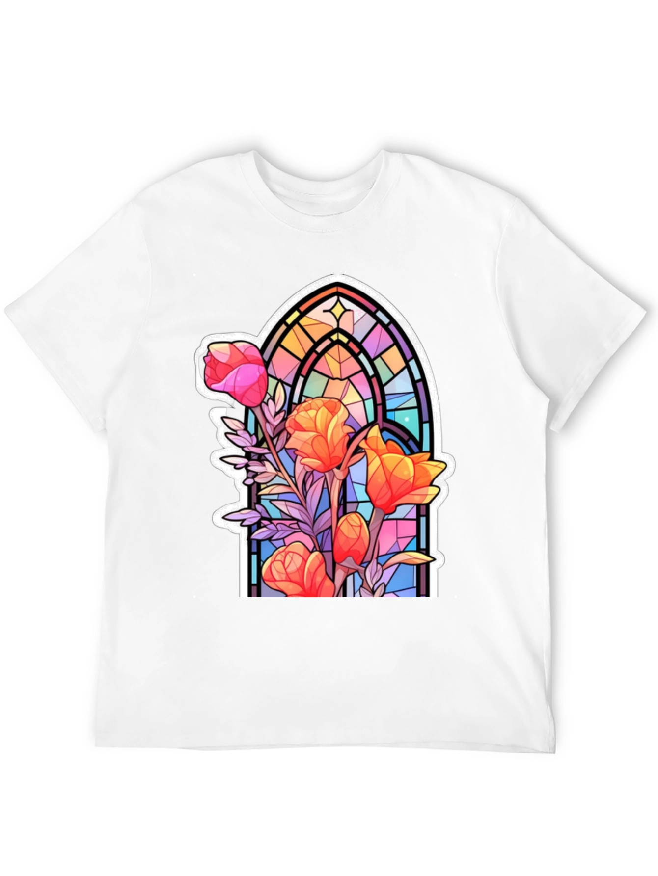 Stained Glass Floral Graphic T-Shirt
