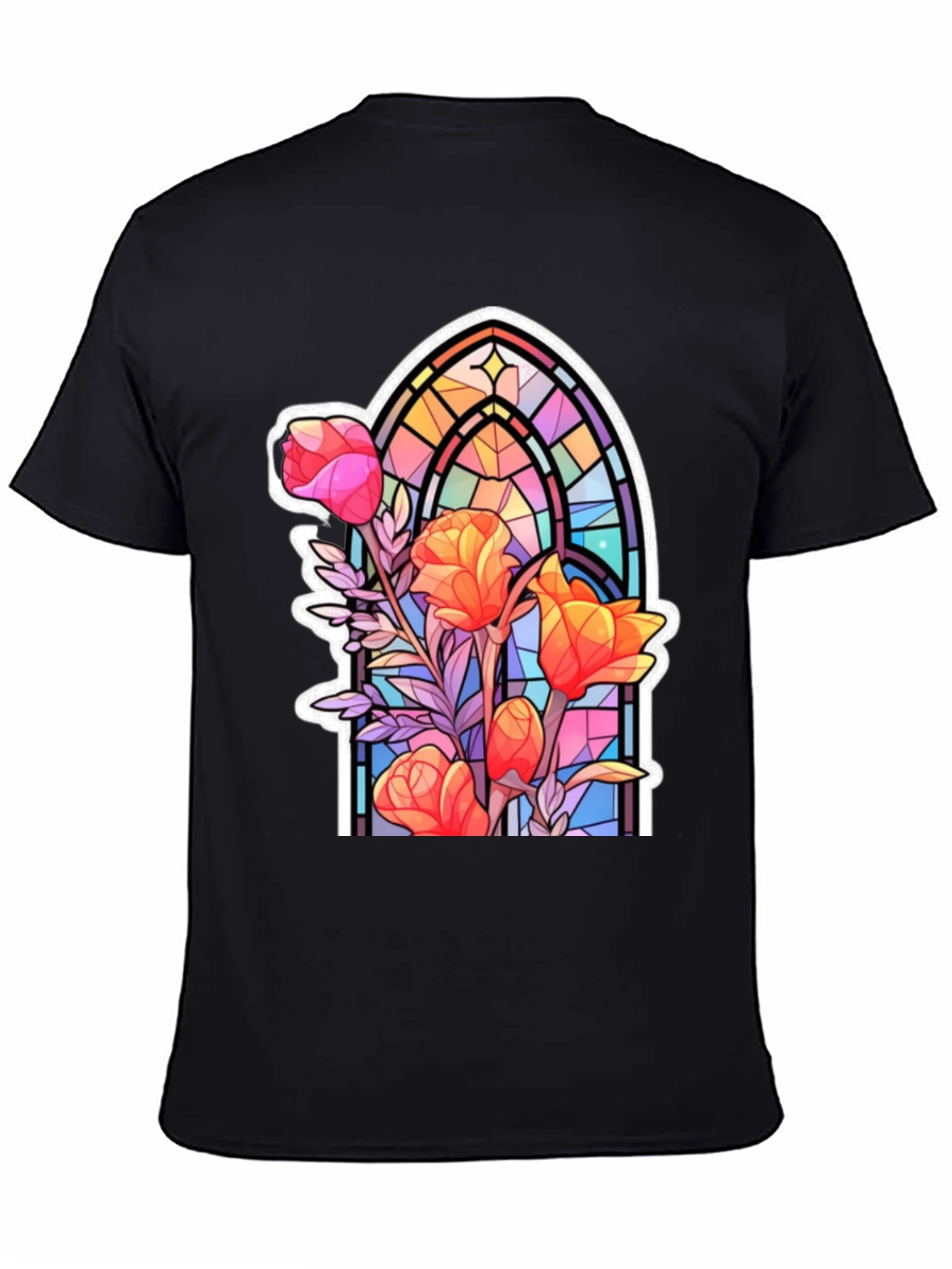 Stained Glass Floral Graphic T-Shirt