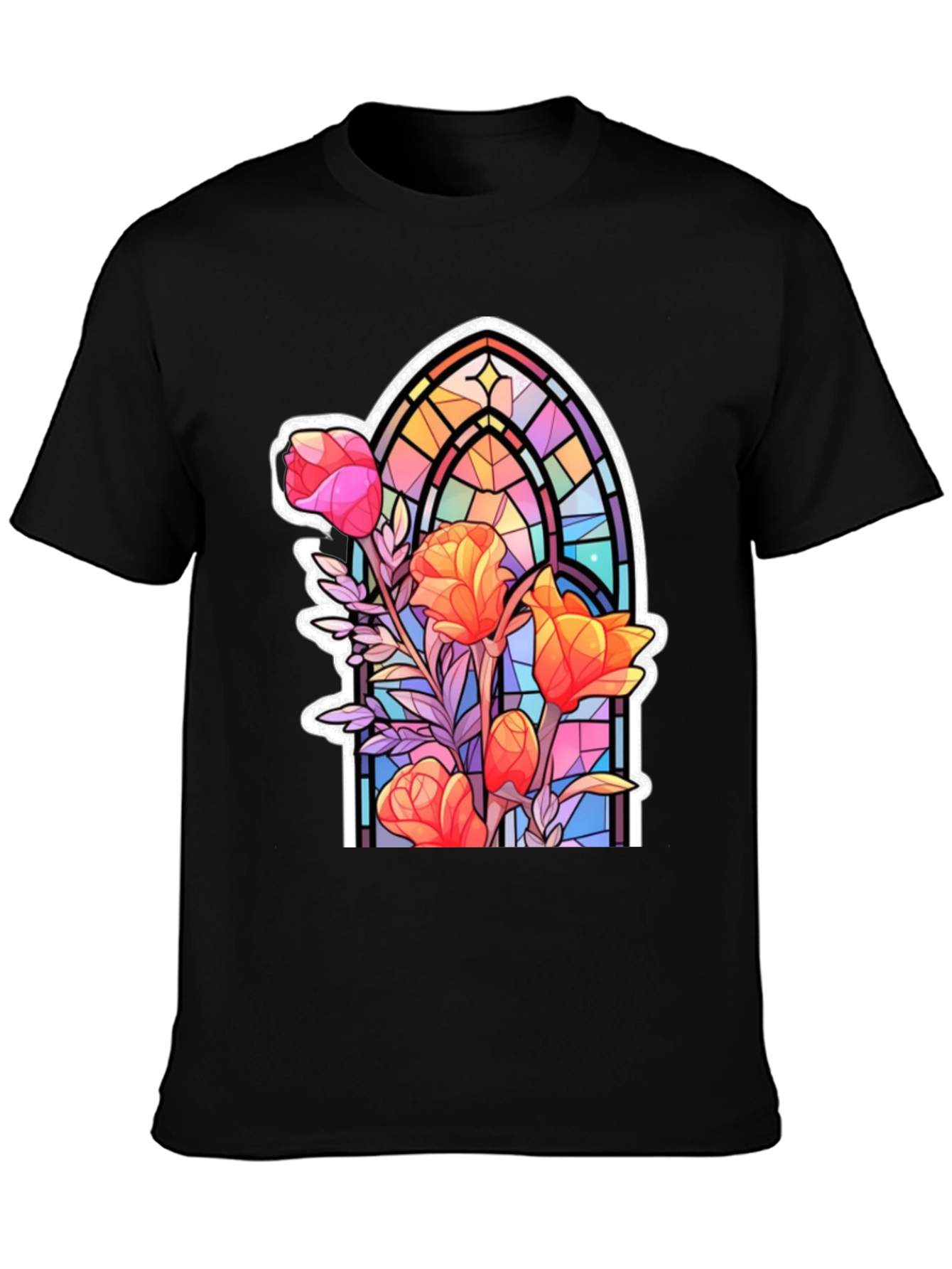 Stained Glass Floral Graphic T-Shirt