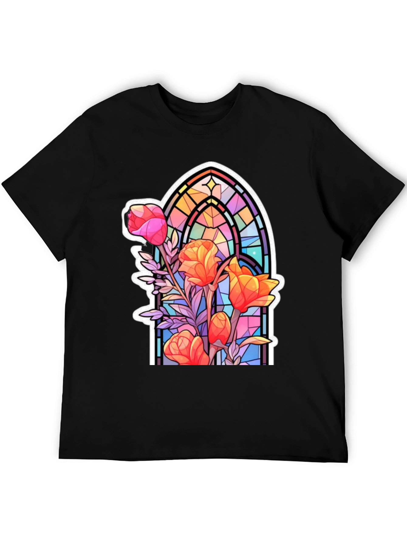 Stained Glass Floral Graphic T-Shirt