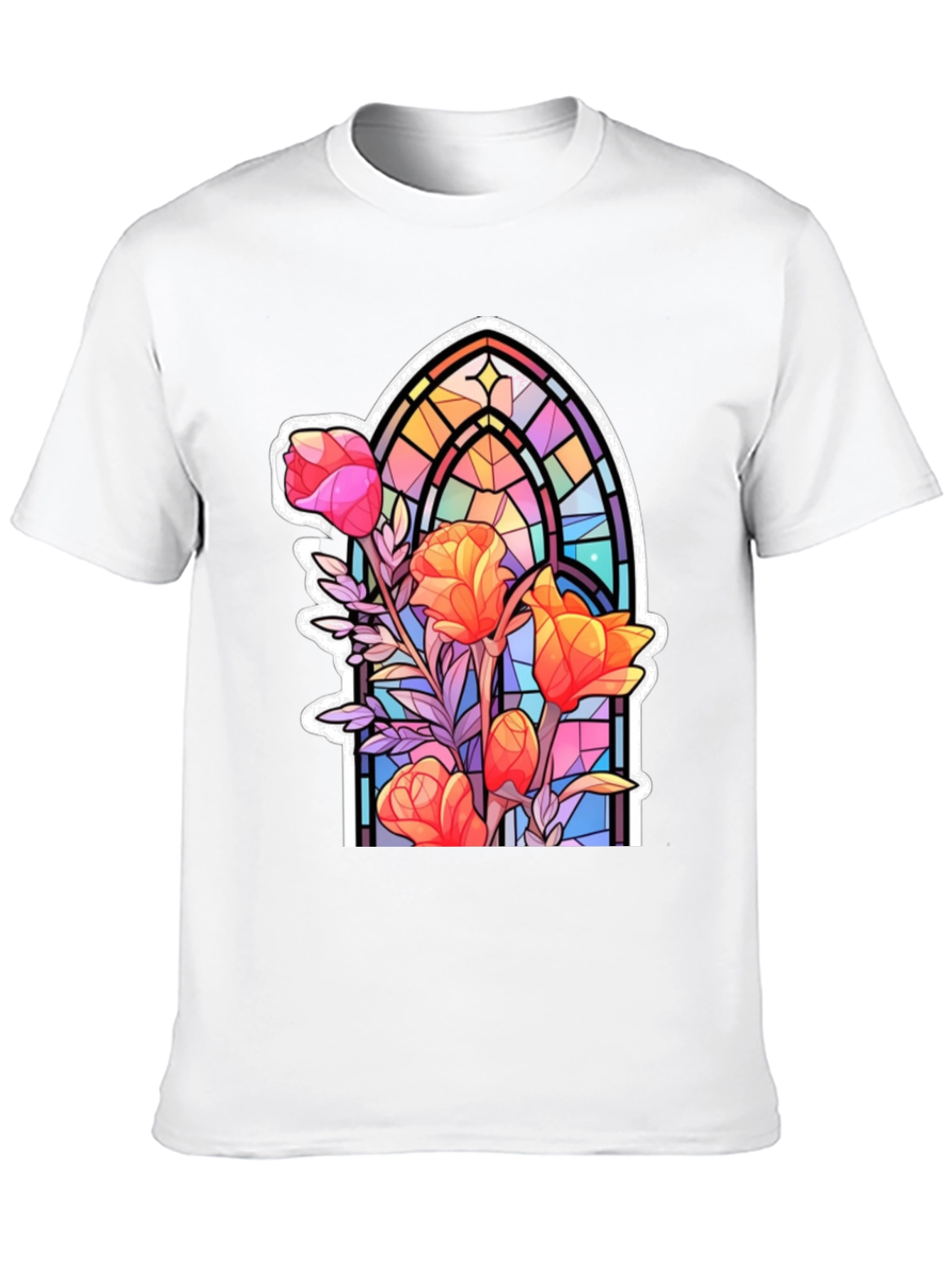 Stained Glass Floral Graphic T-Shirt