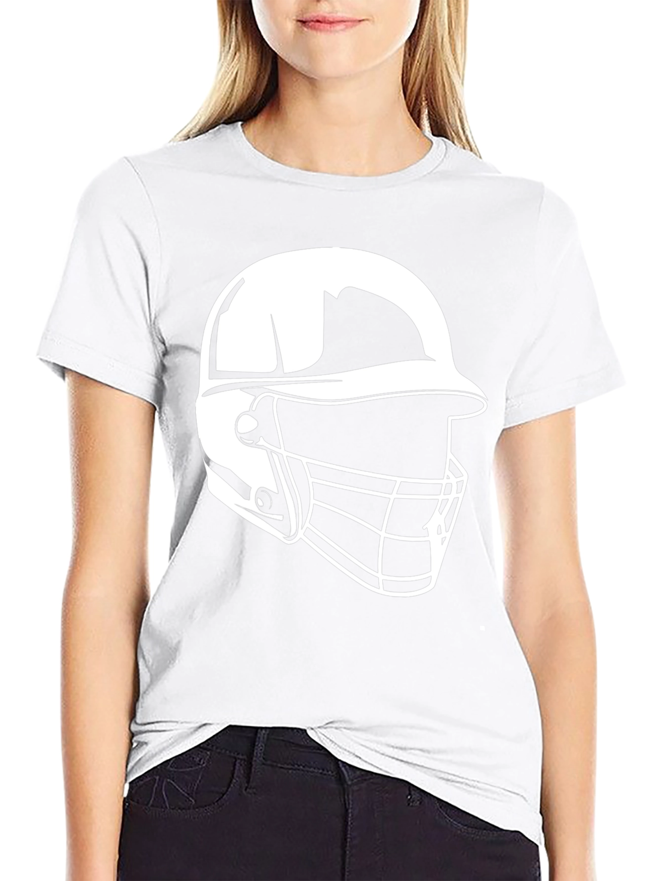 Black T-Shirt with Baseball Helmet Graphic
