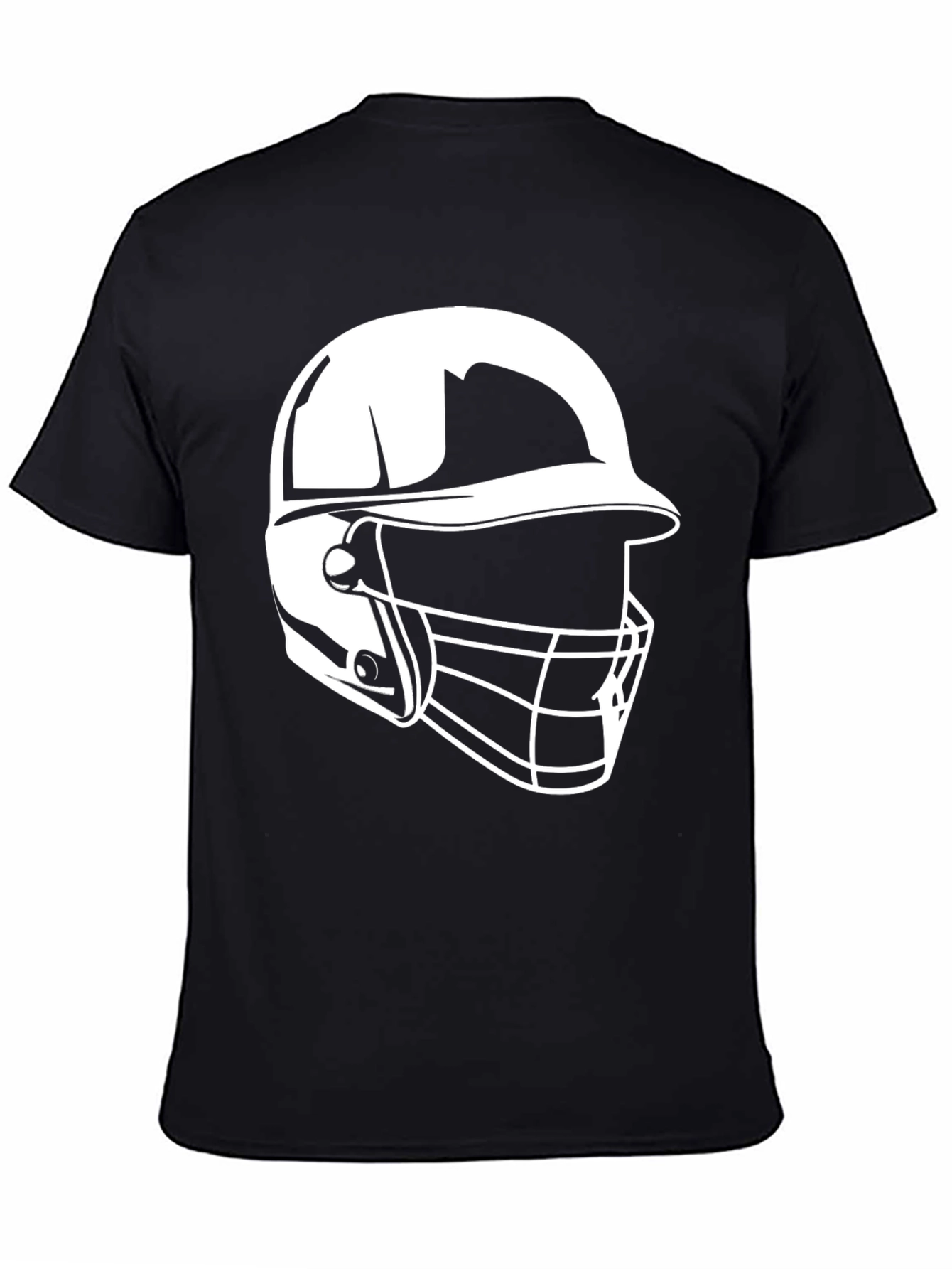 Black T-Shirt with Baseball Helmet Graphic