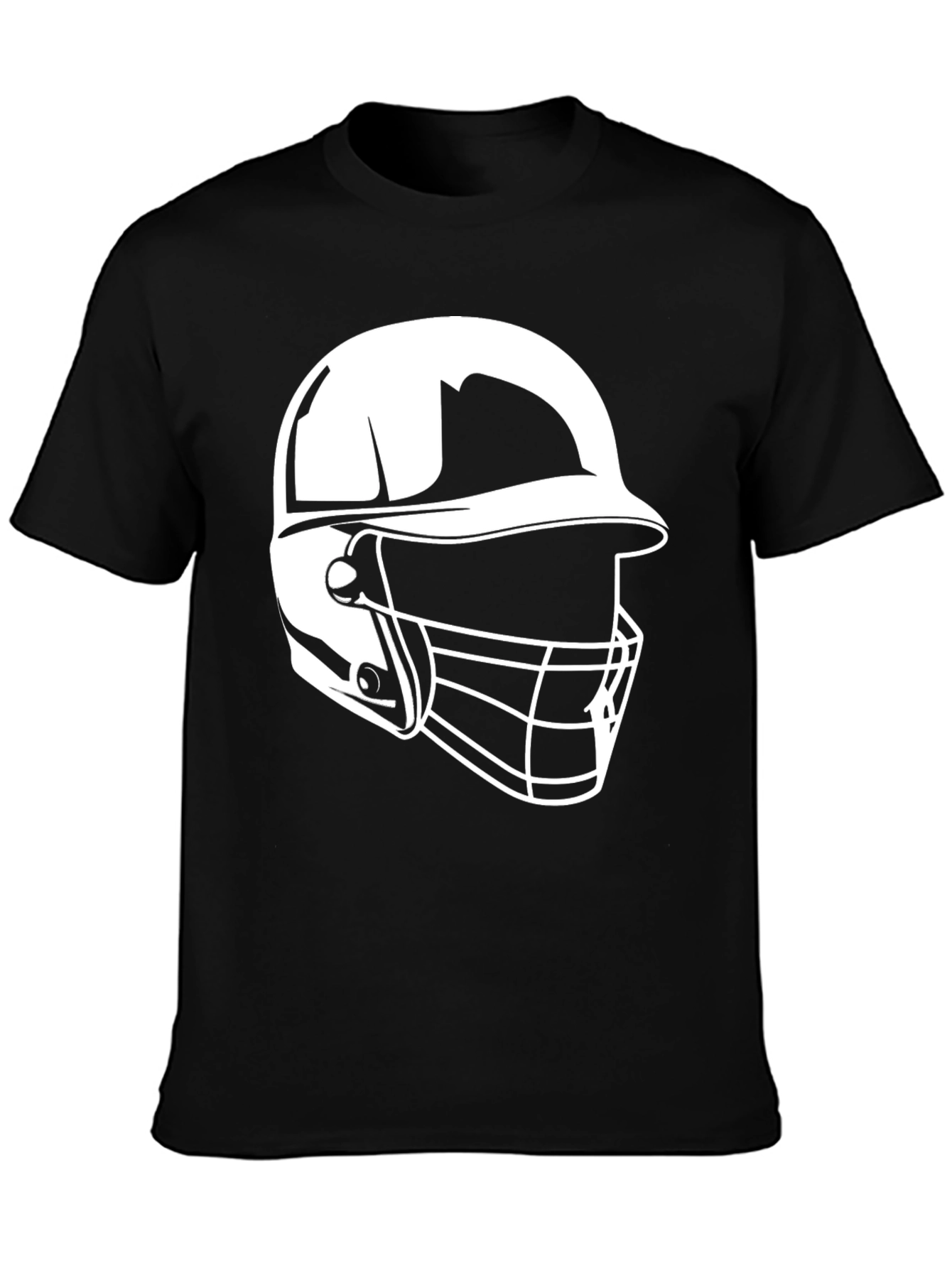 Black T-Shirt with Baseball Helmet Graphic