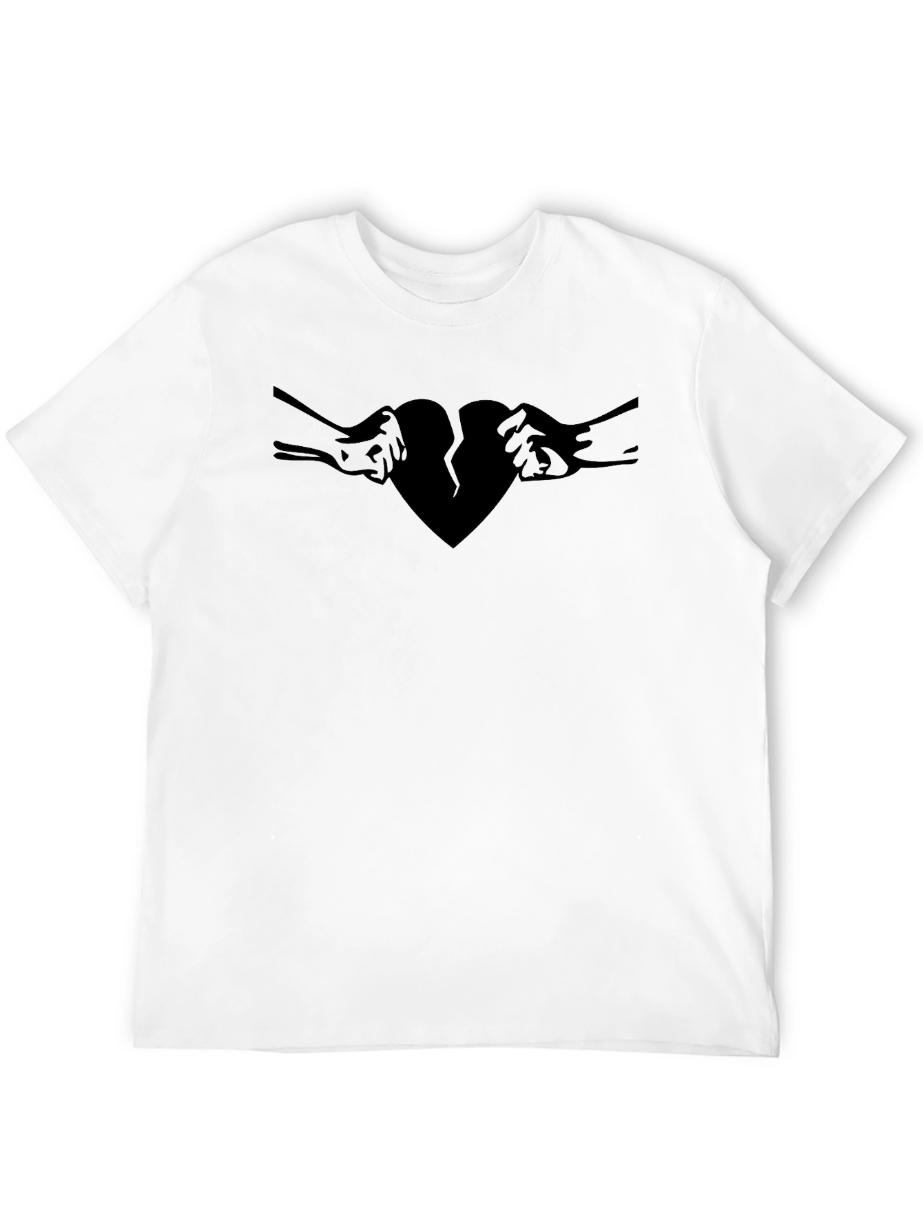 Broken Heart Hands Graphic Tee - Classic Black