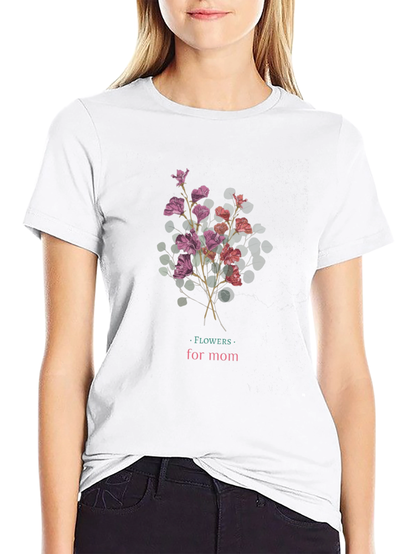 Flowers for Mom Graphic Tee - Black
