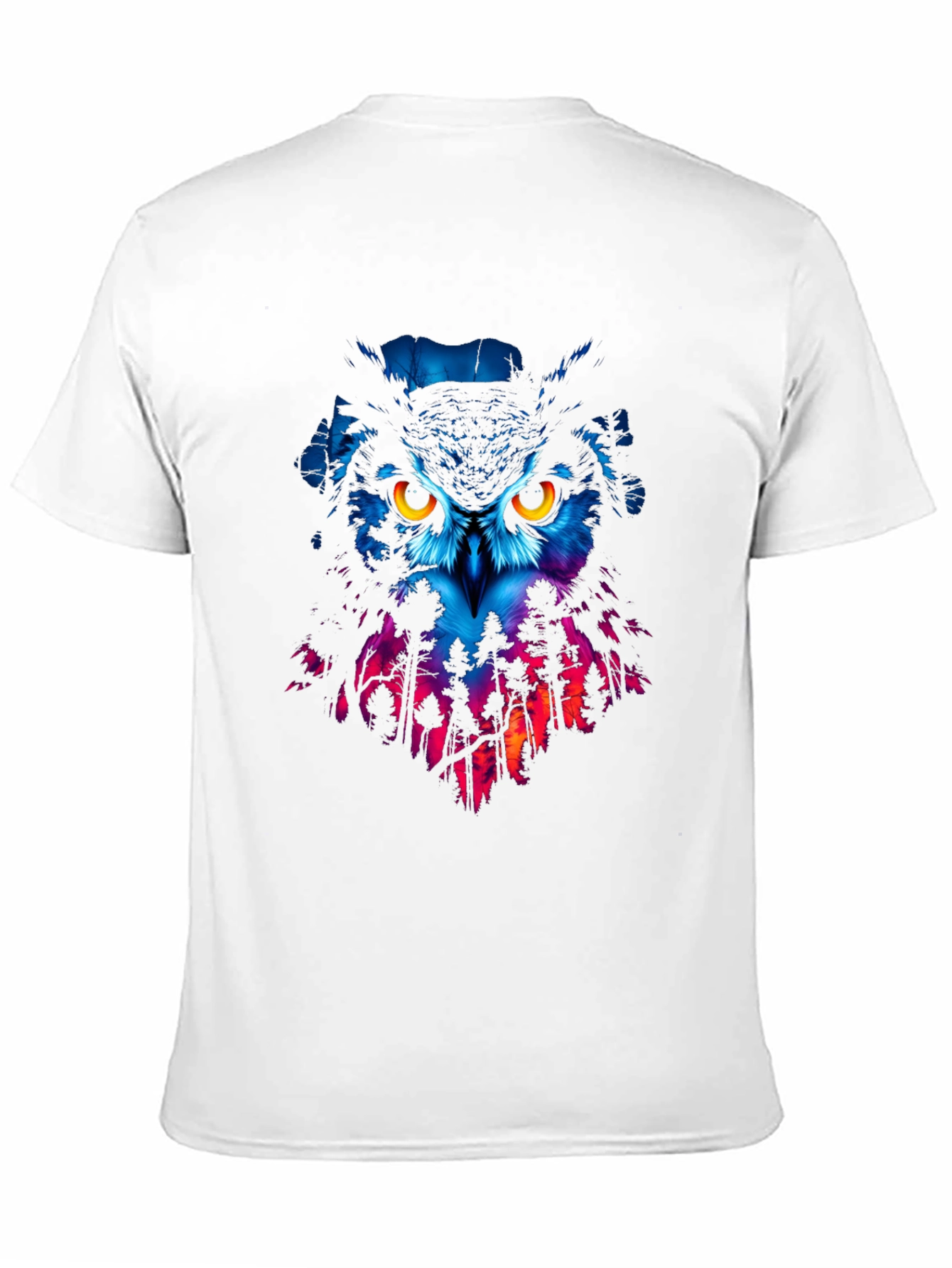 Owl Forest Graphic Print Black T-Shirt