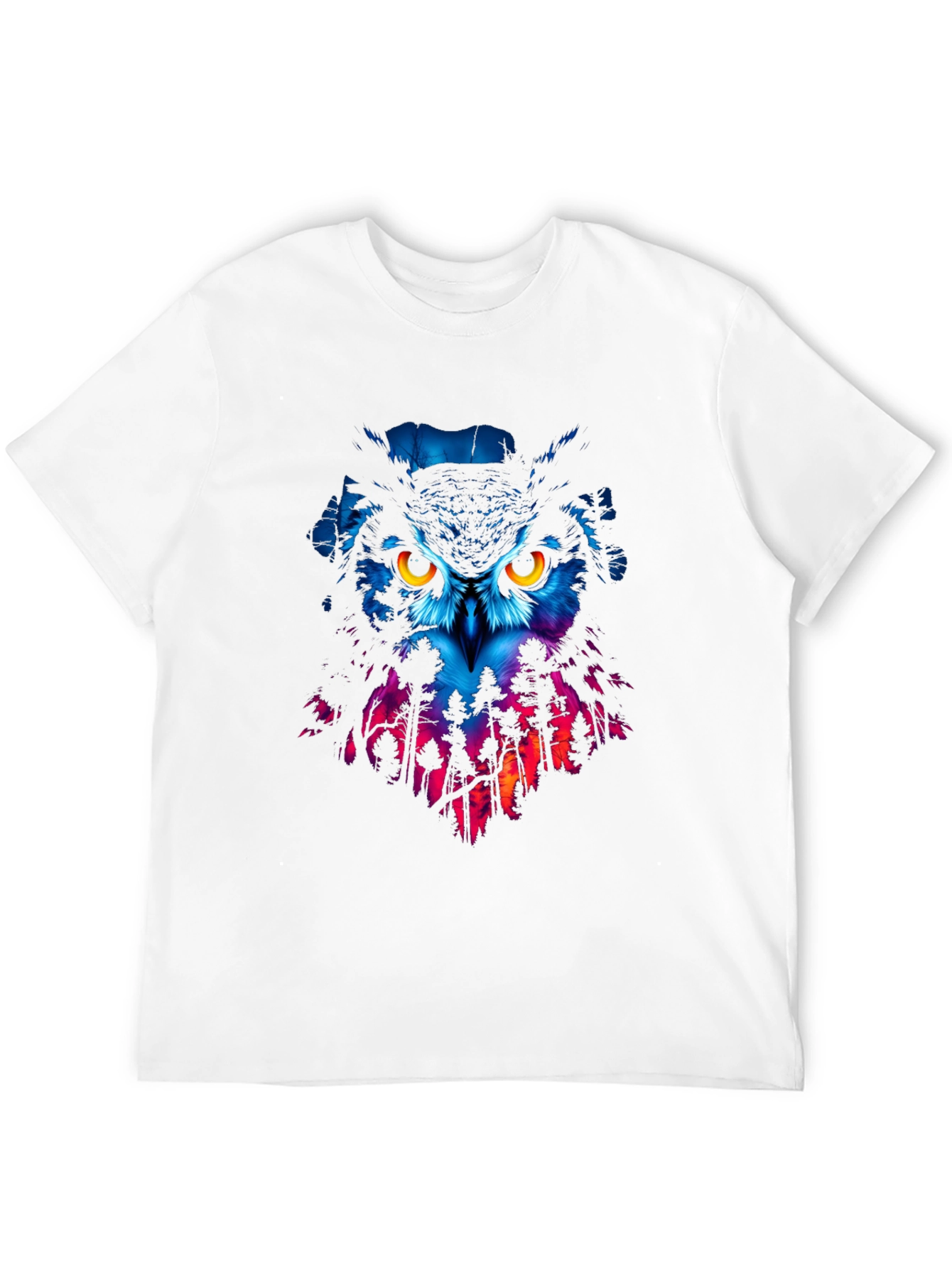 Owl Forest Graphic Print Black T-Shirt