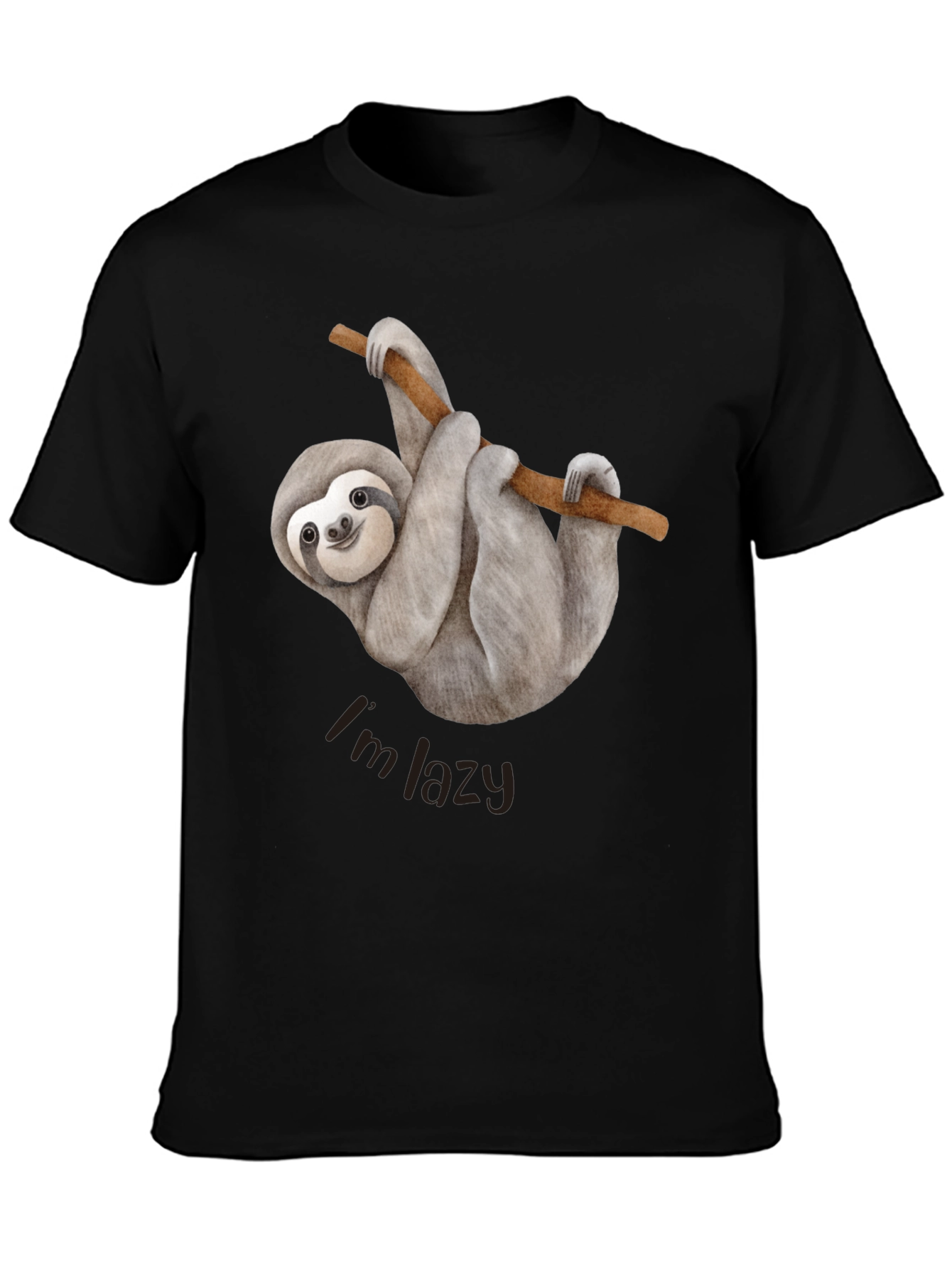 Mens Sloth Im Lazy Graphic Tee - Black