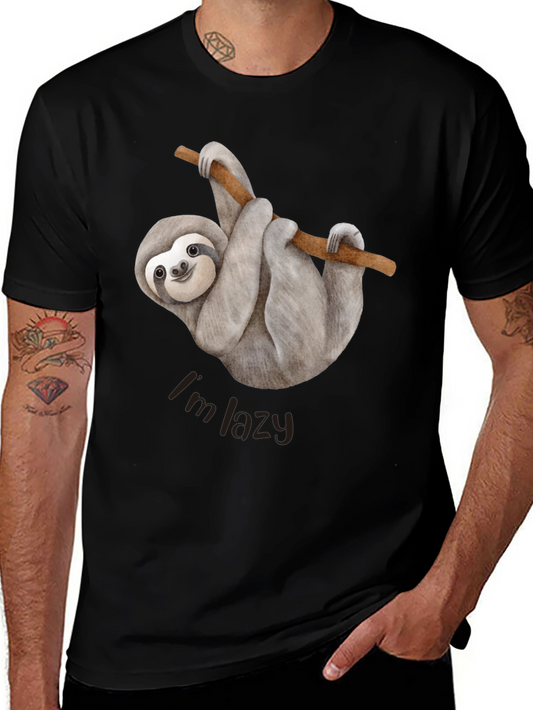 Mens Sloth Im Lazy Graphic Tee - Black