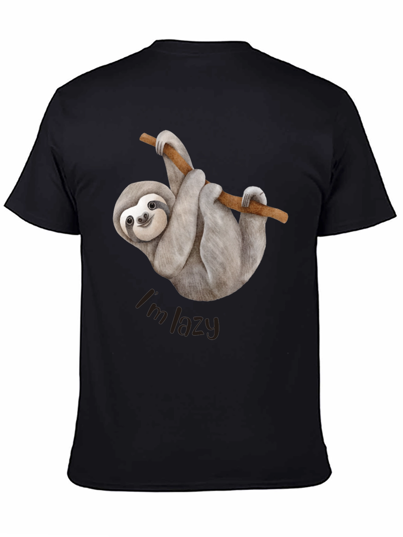 Mens Sloth Im Lazy Graphic Tee - Black