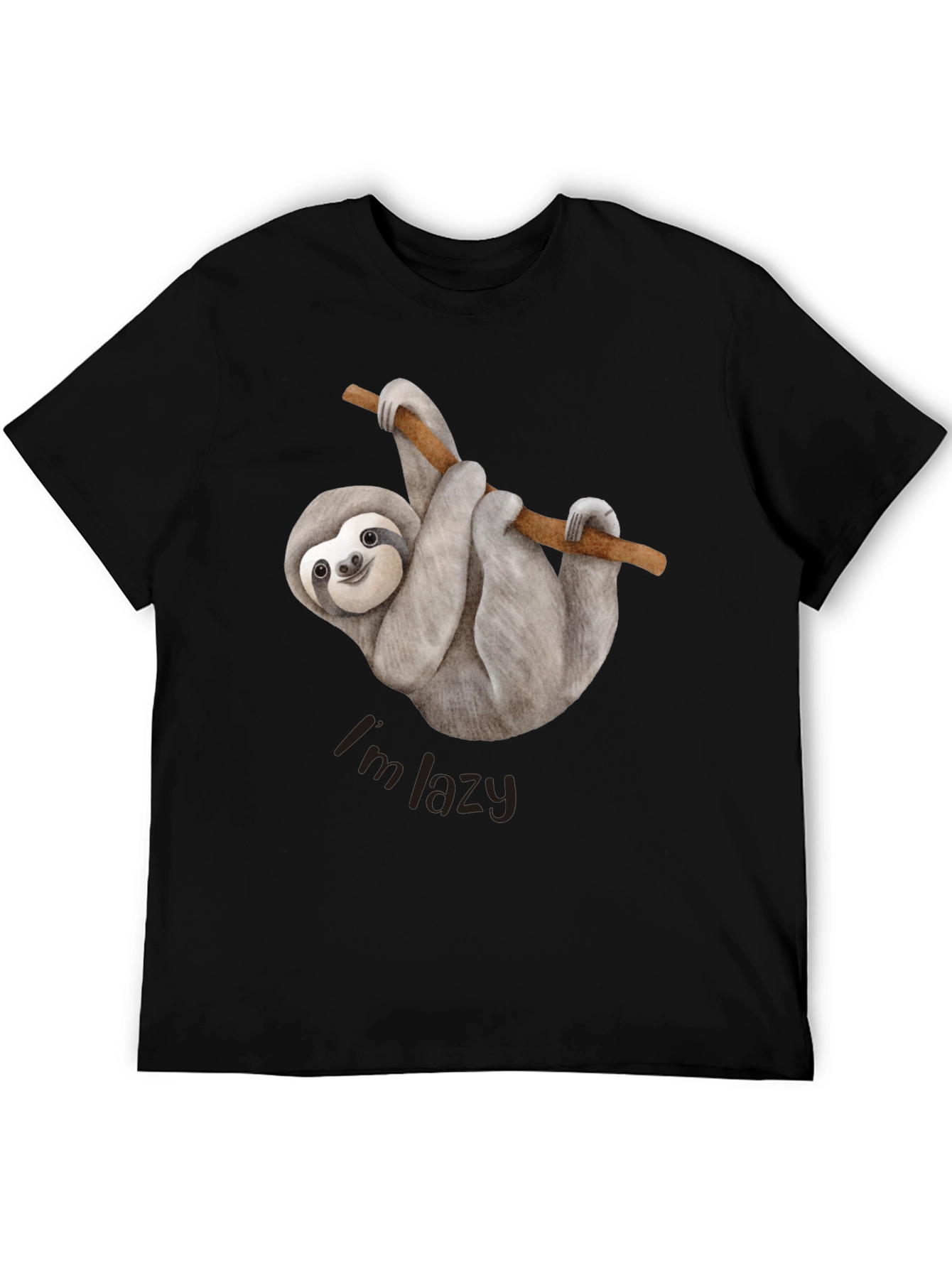 Mens Sloth Im Lazy Graphic Tee - Black